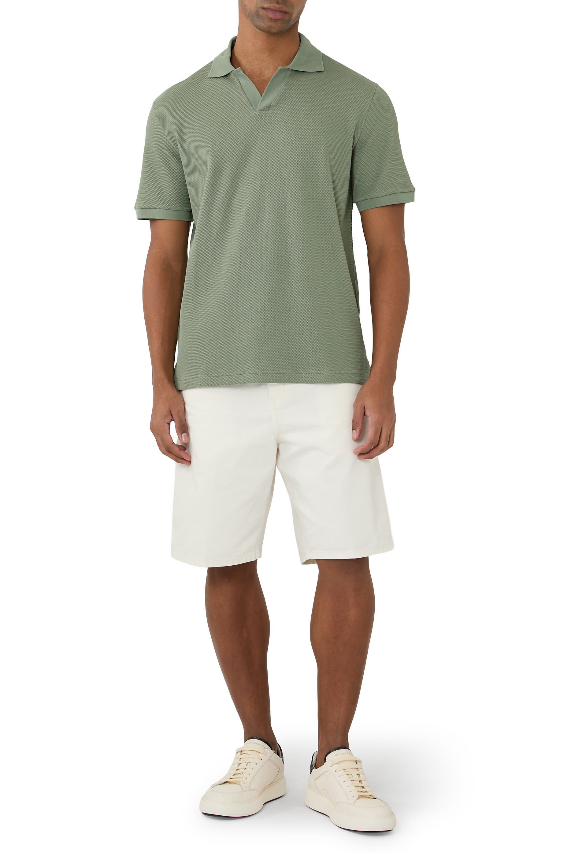 Open Collar Knit Polo Shirt