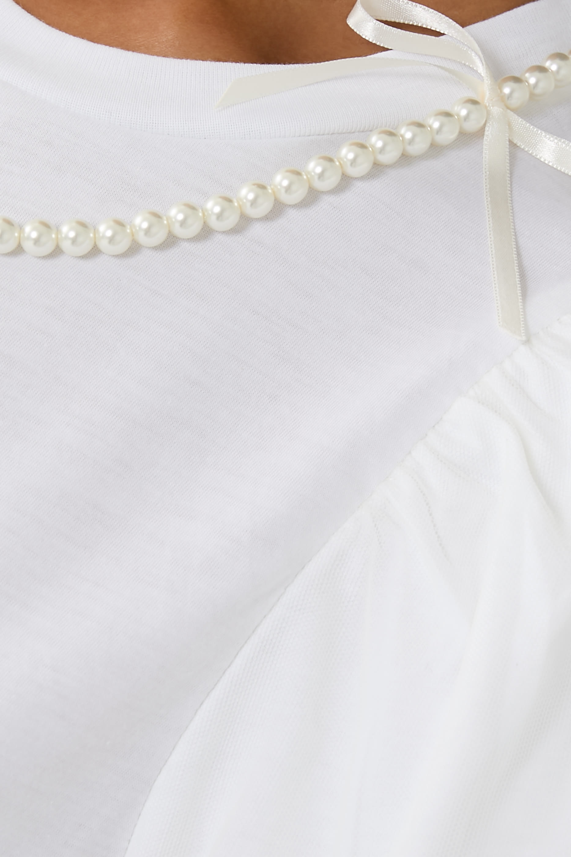 Tulle Overlay Puff Sleeve T-Shirt