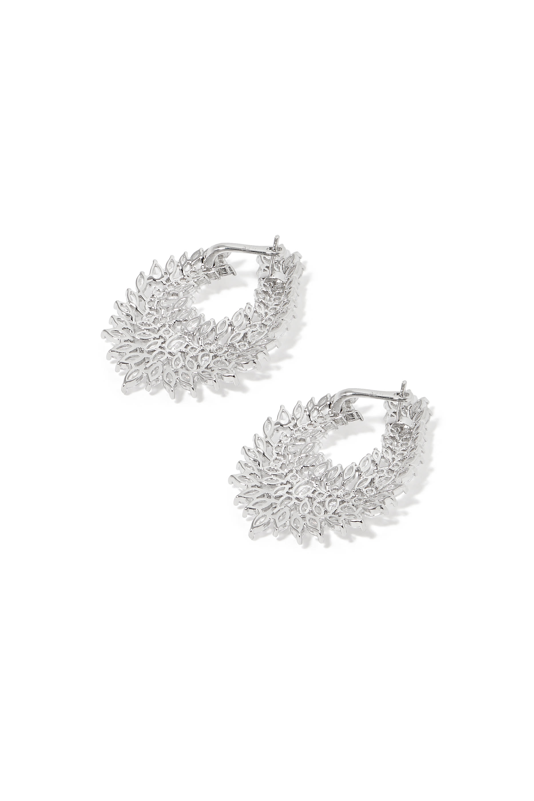 Marquis Cluster Statement Earrings,  Rhodium-Plated Brass & Cubic Zirconia