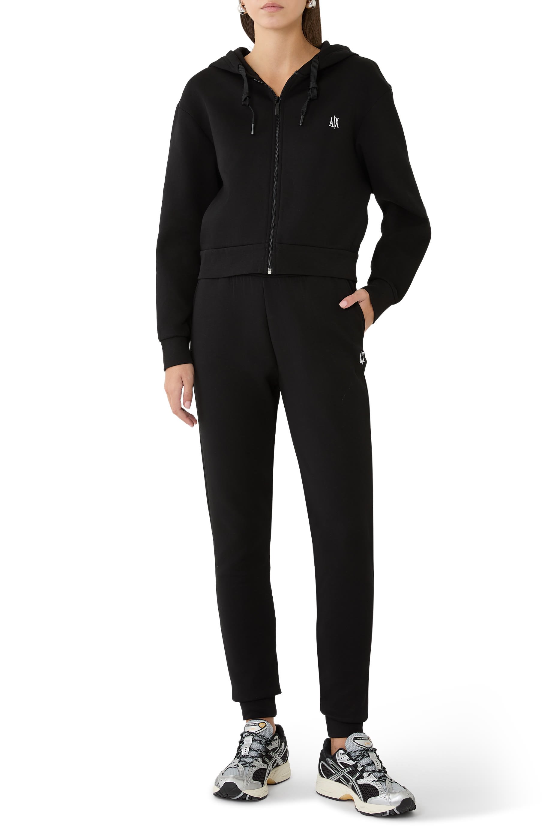 AX Logo Stretch Bonded Cotton Sweatshirt