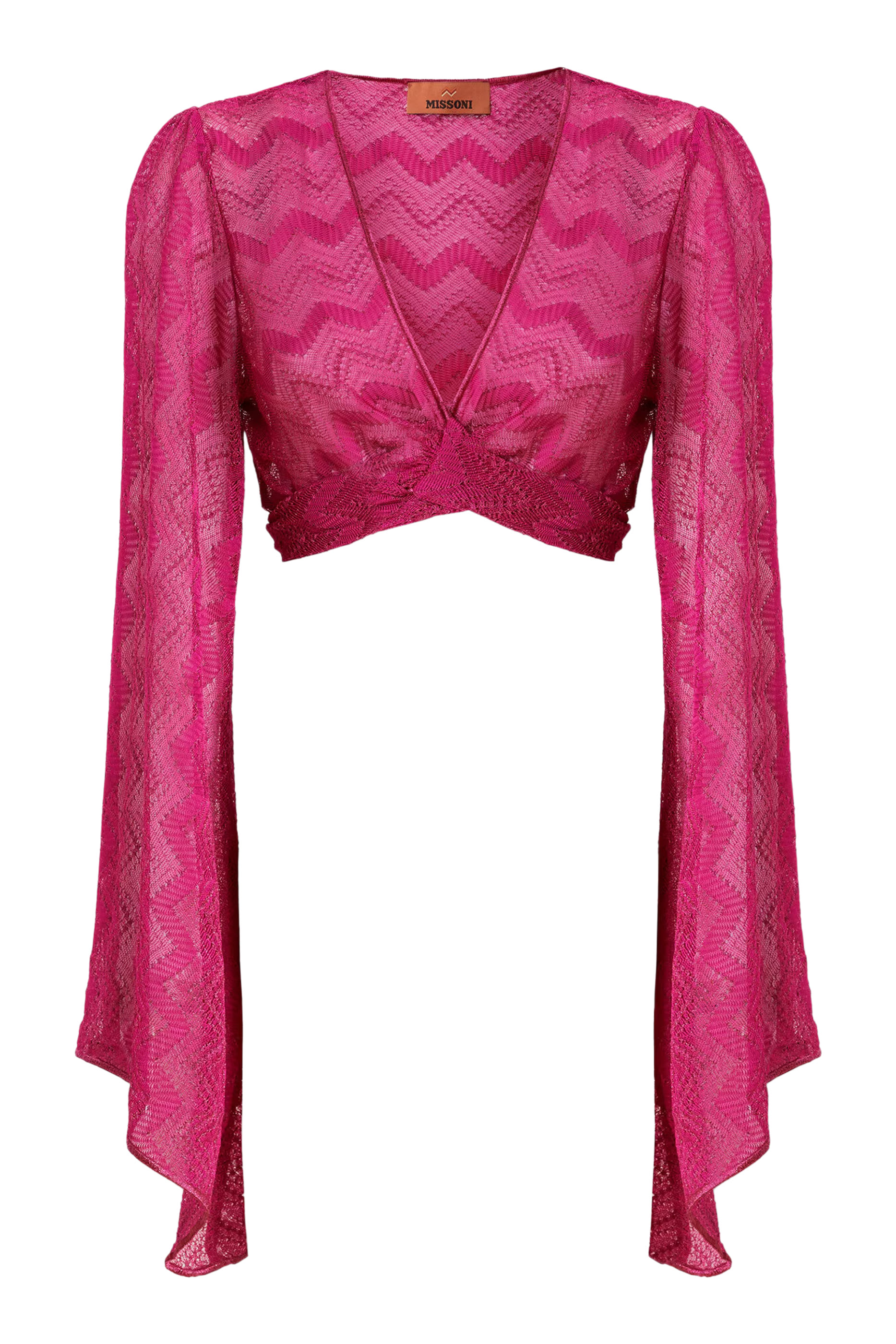 Mare Chevron Lace Raschel Long Sleeve Crop Top