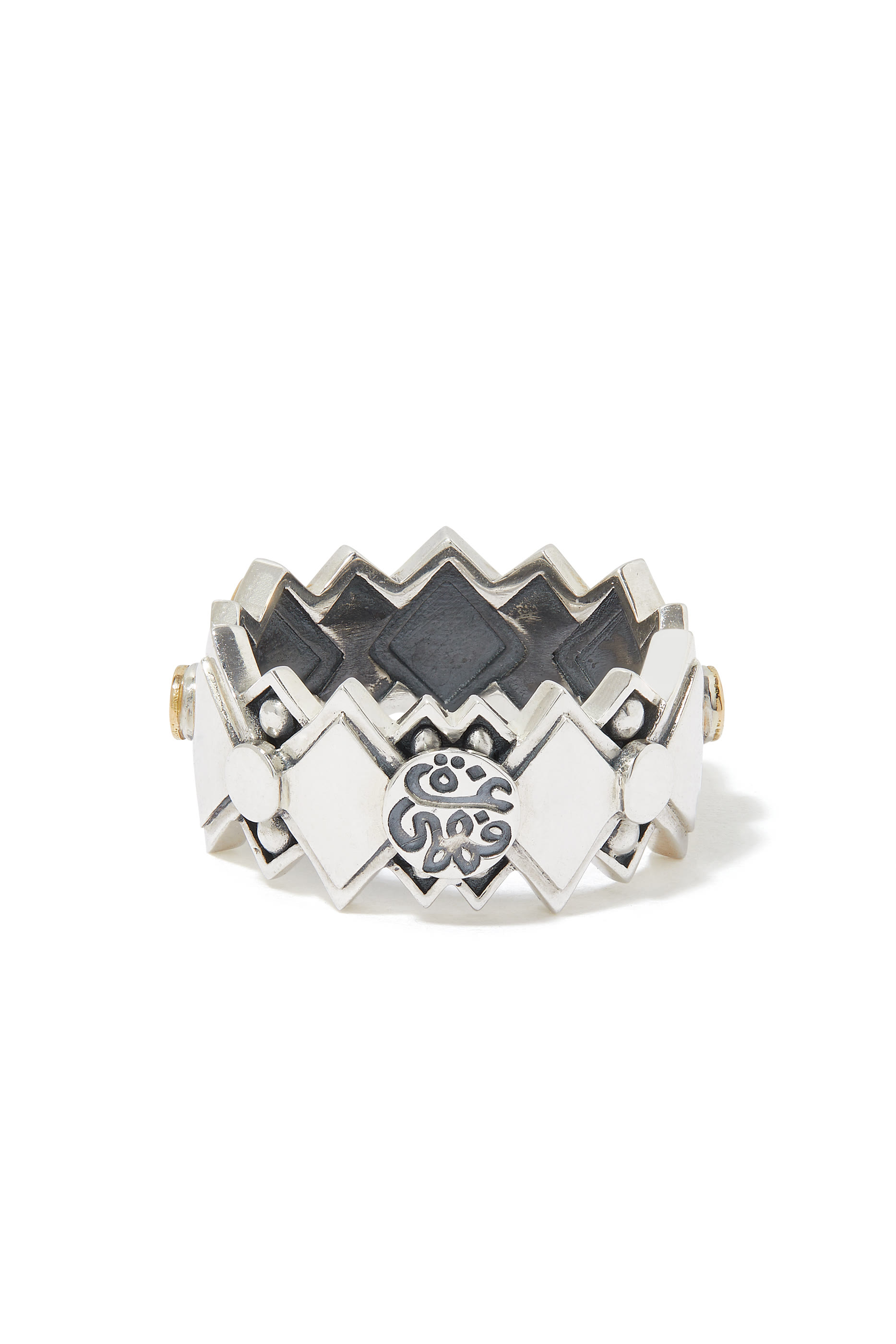 Beloved Band, 18k Yellow Gold with Sterling Silver, Rhodolite & Diamonds