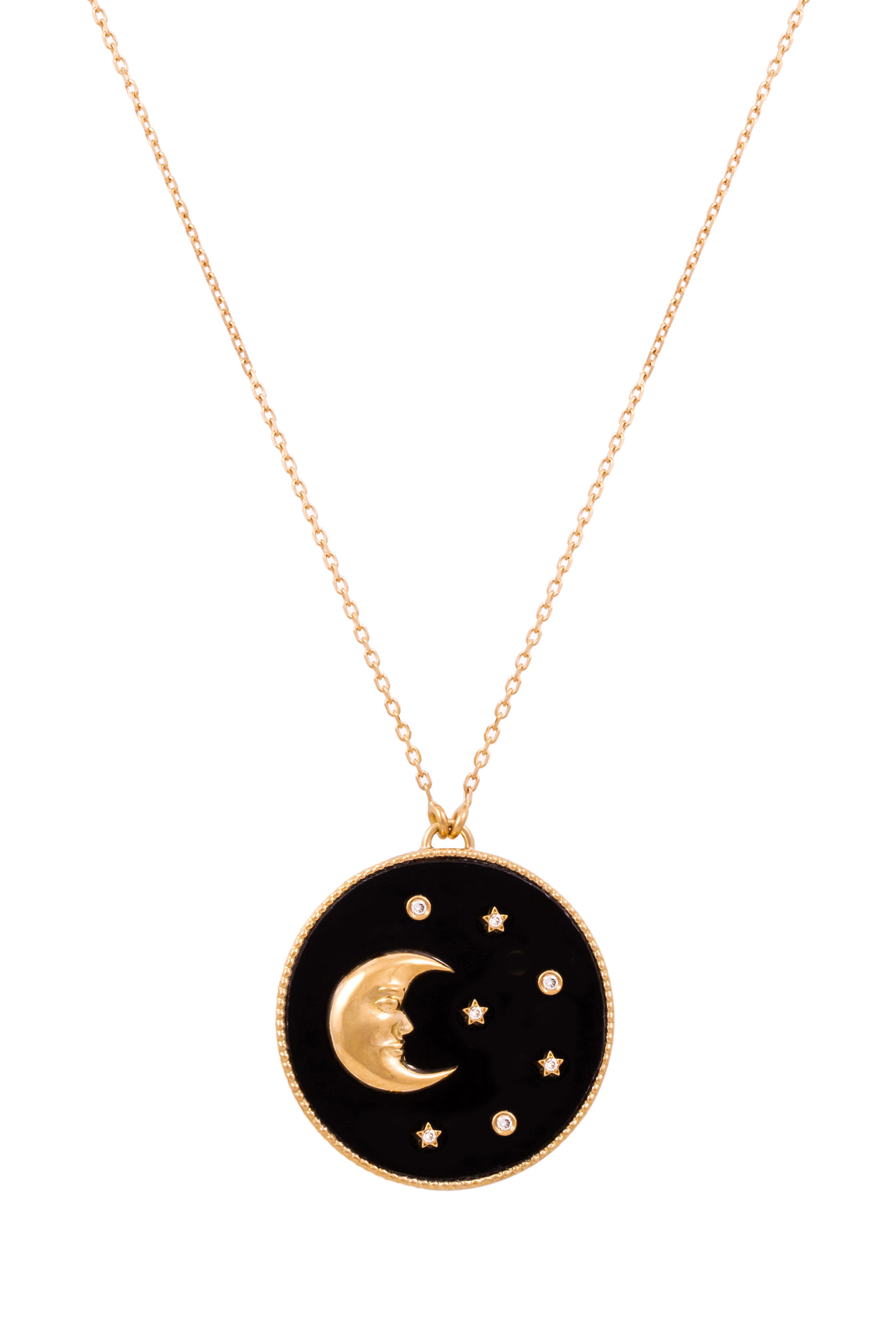 Day and Night Pendant, 18k Yellow Gold with Mother of Pearl & Diamonds