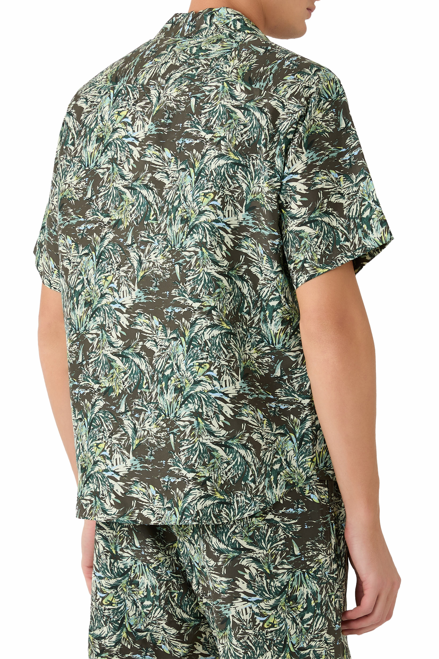 Printed Airy Silk Half-Sleeved Shirt 
