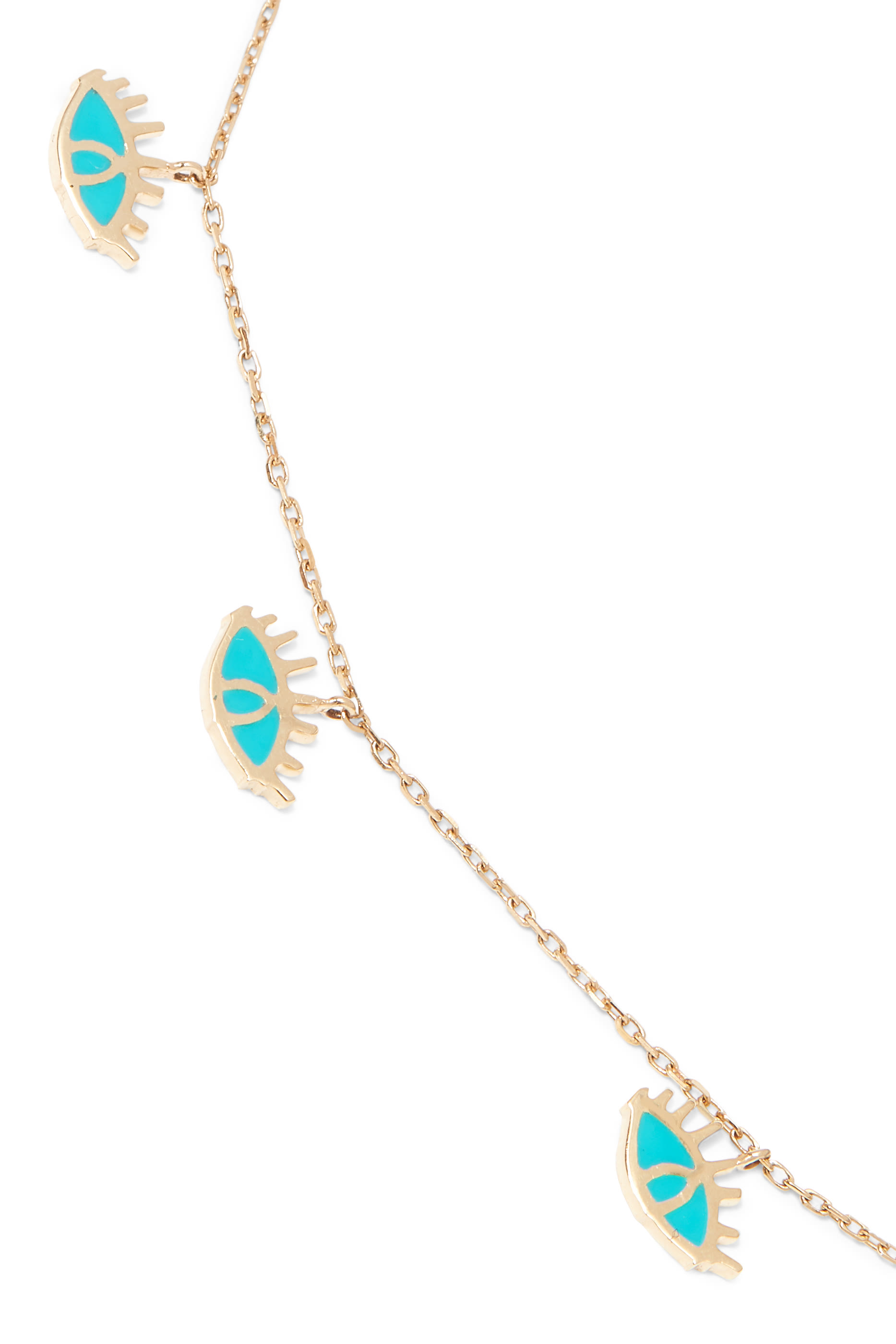 Turquoise Enamel Eye Charm Necklace