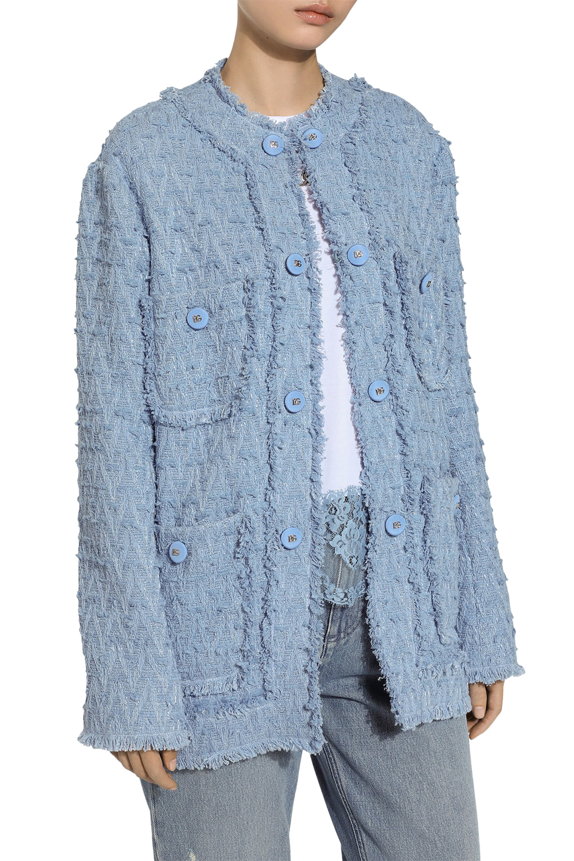 Single-Breasted Cotton Rush-Stitch Jacket