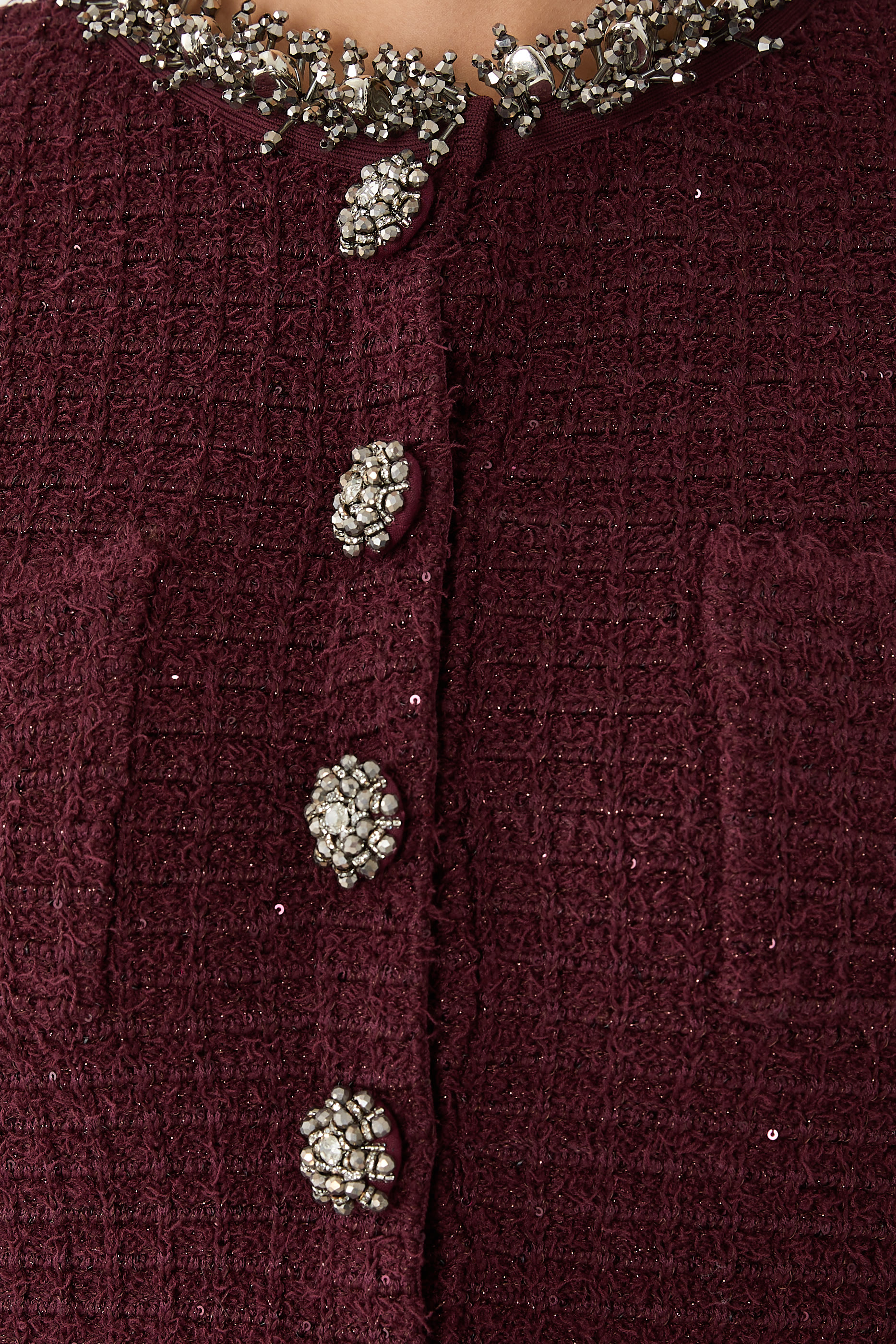 Textured Knit Embellished Mini Dress