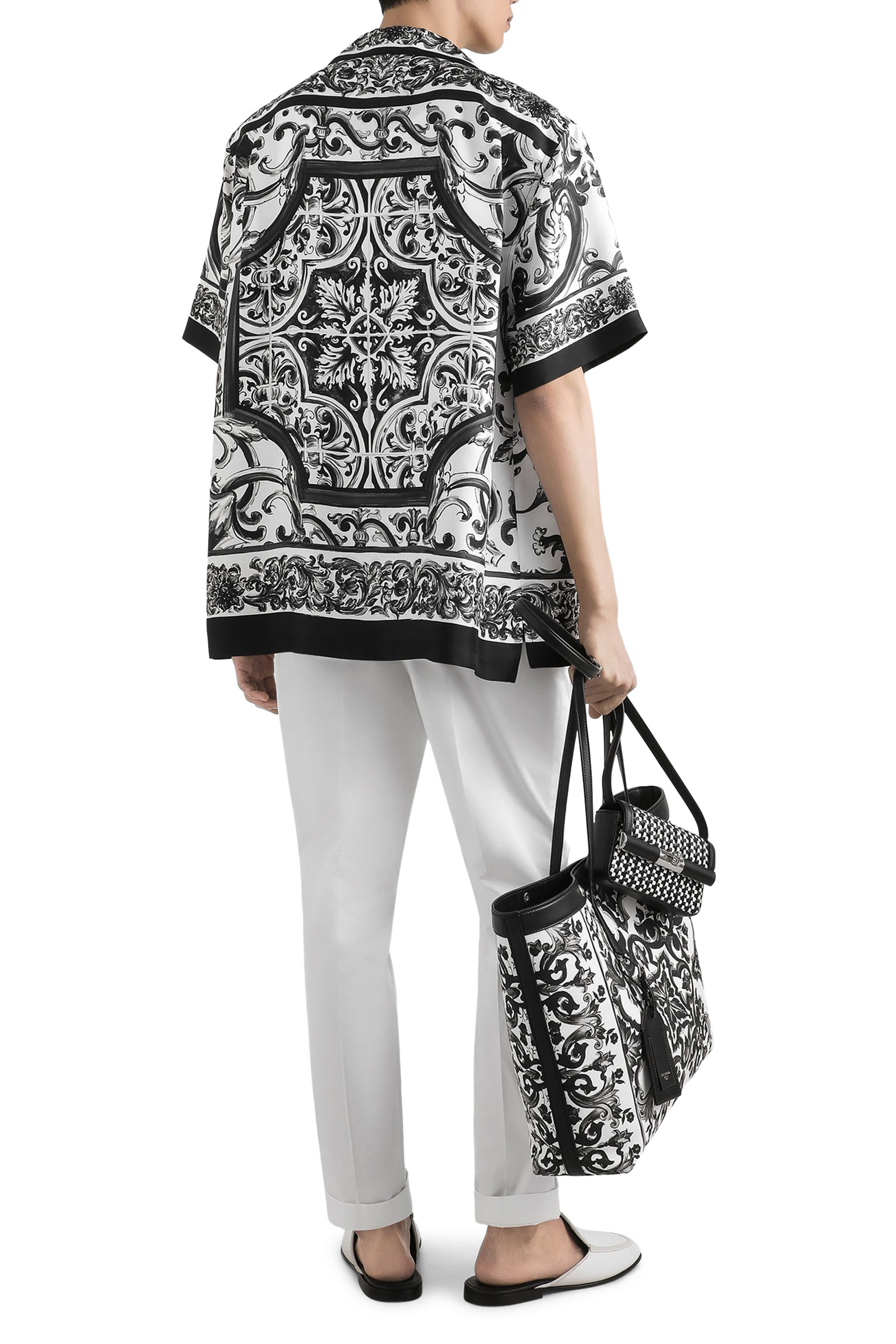  Majolica-Print Silk Twill Hawaii Shirt 