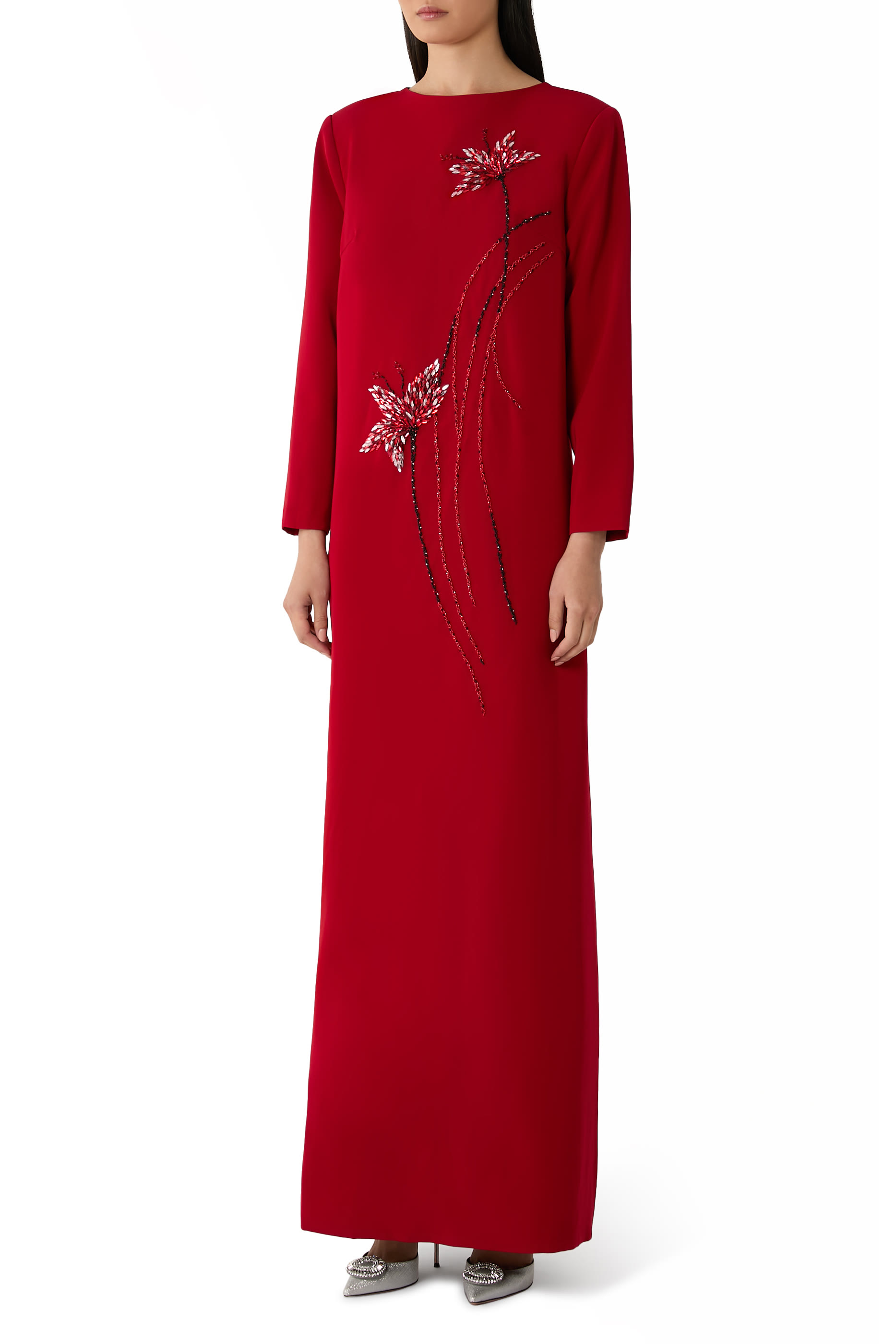 Long Sleeve Beaded Gown