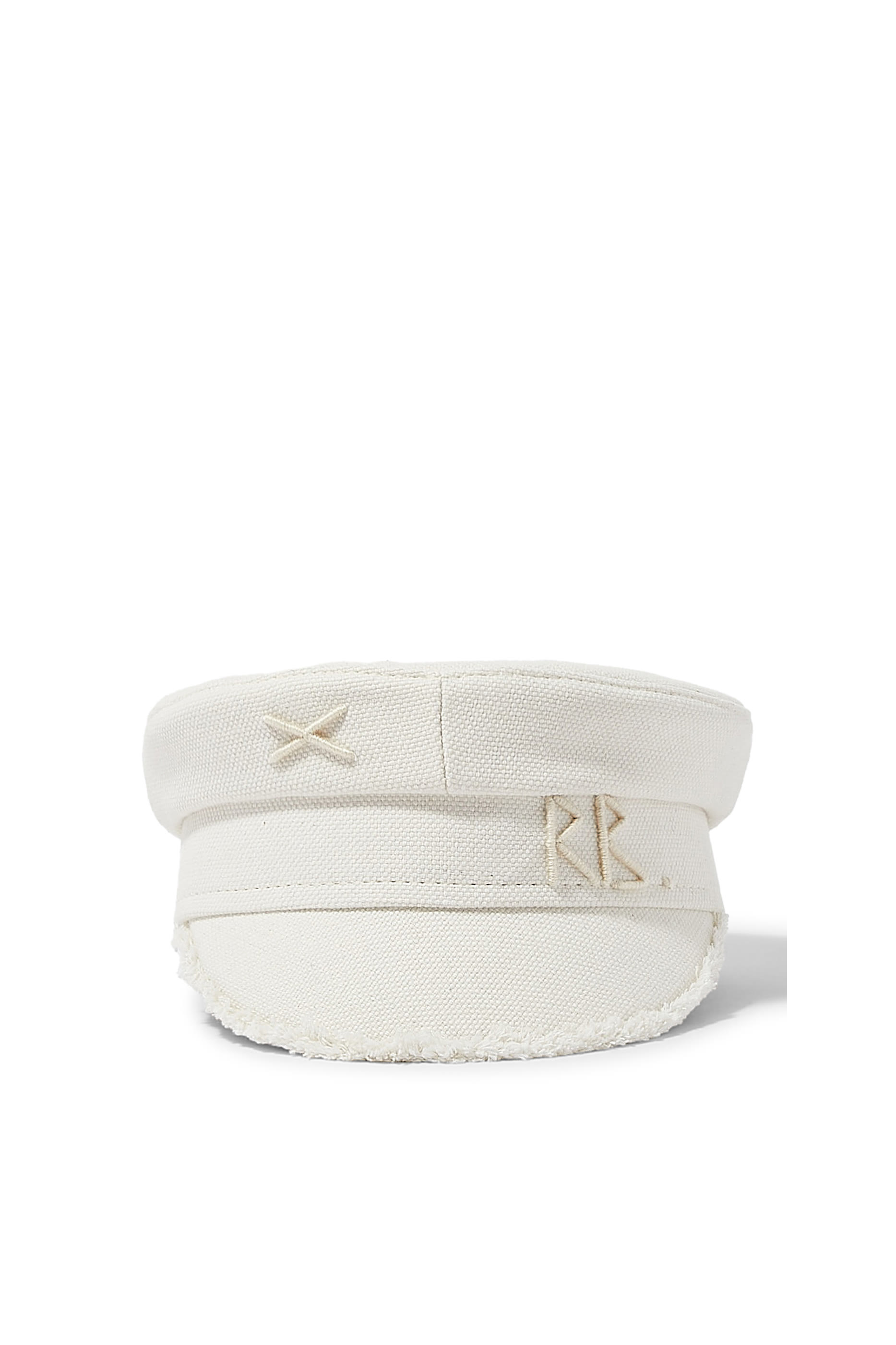 Monogram-Embellished Fringed Baker Boy Cap
