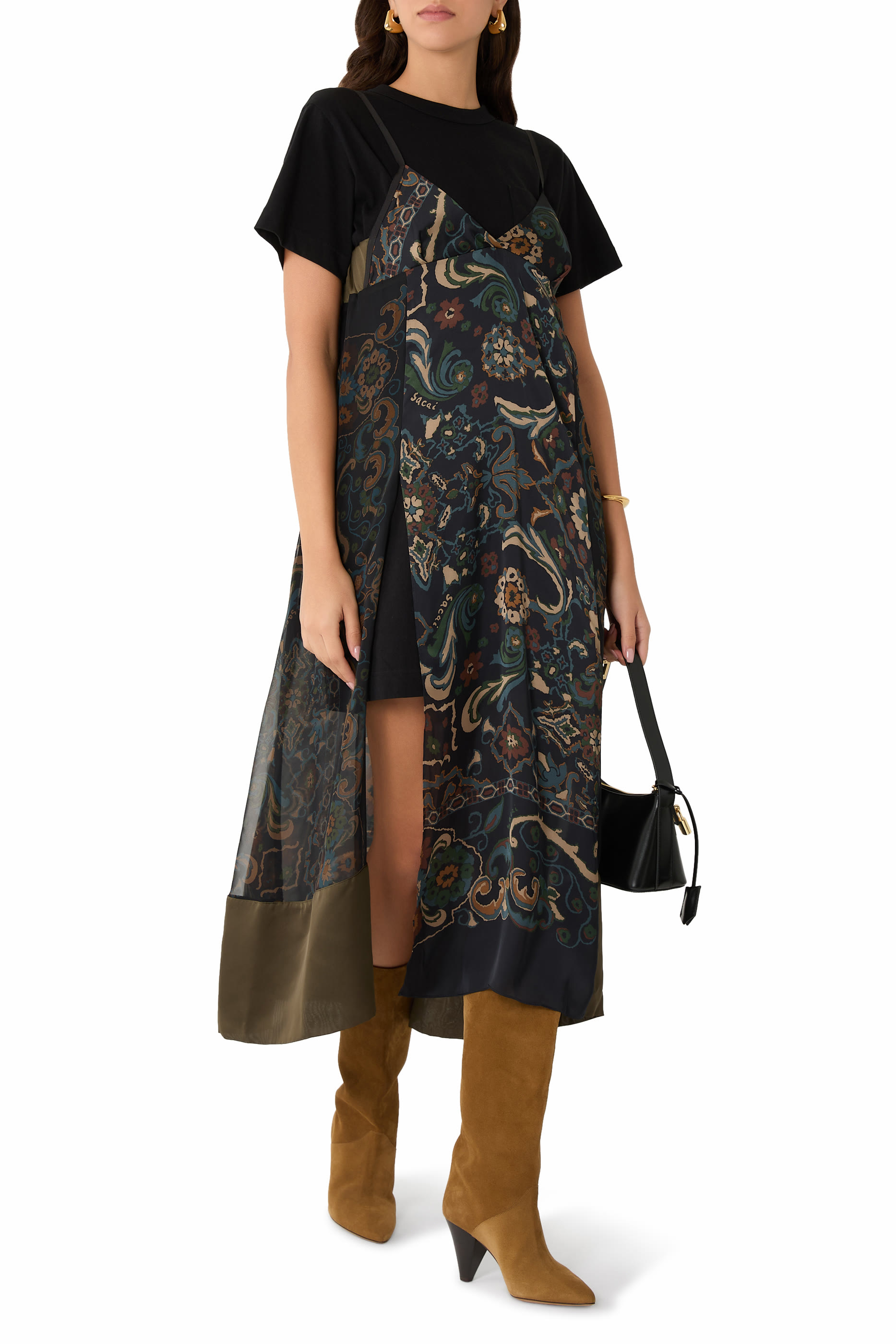 Floral Print Overlay T-Shirt Dress