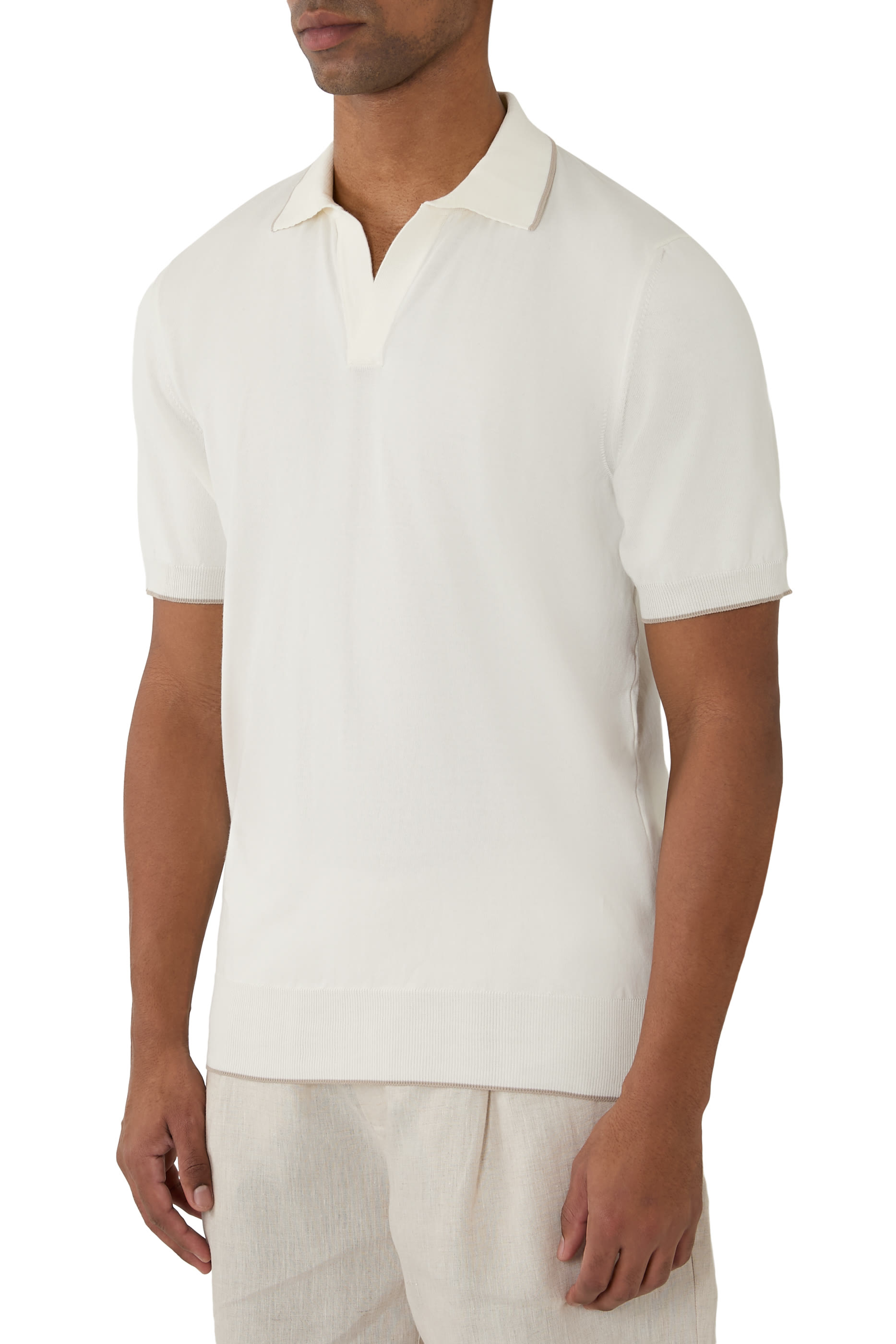 Short-Sleeve Buttonless Polo