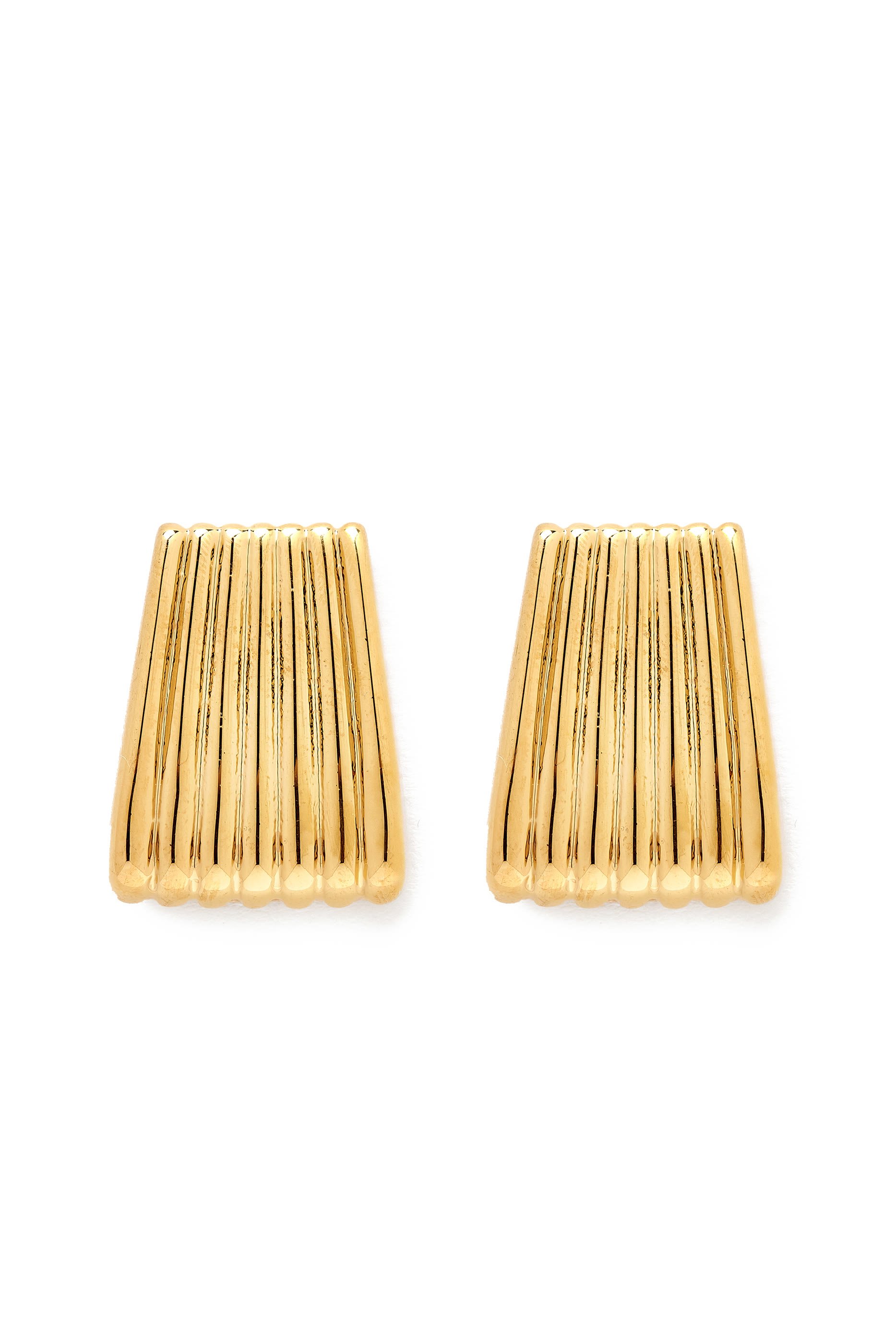  Ribbed Earrings, 18K Gold-Plated Brass