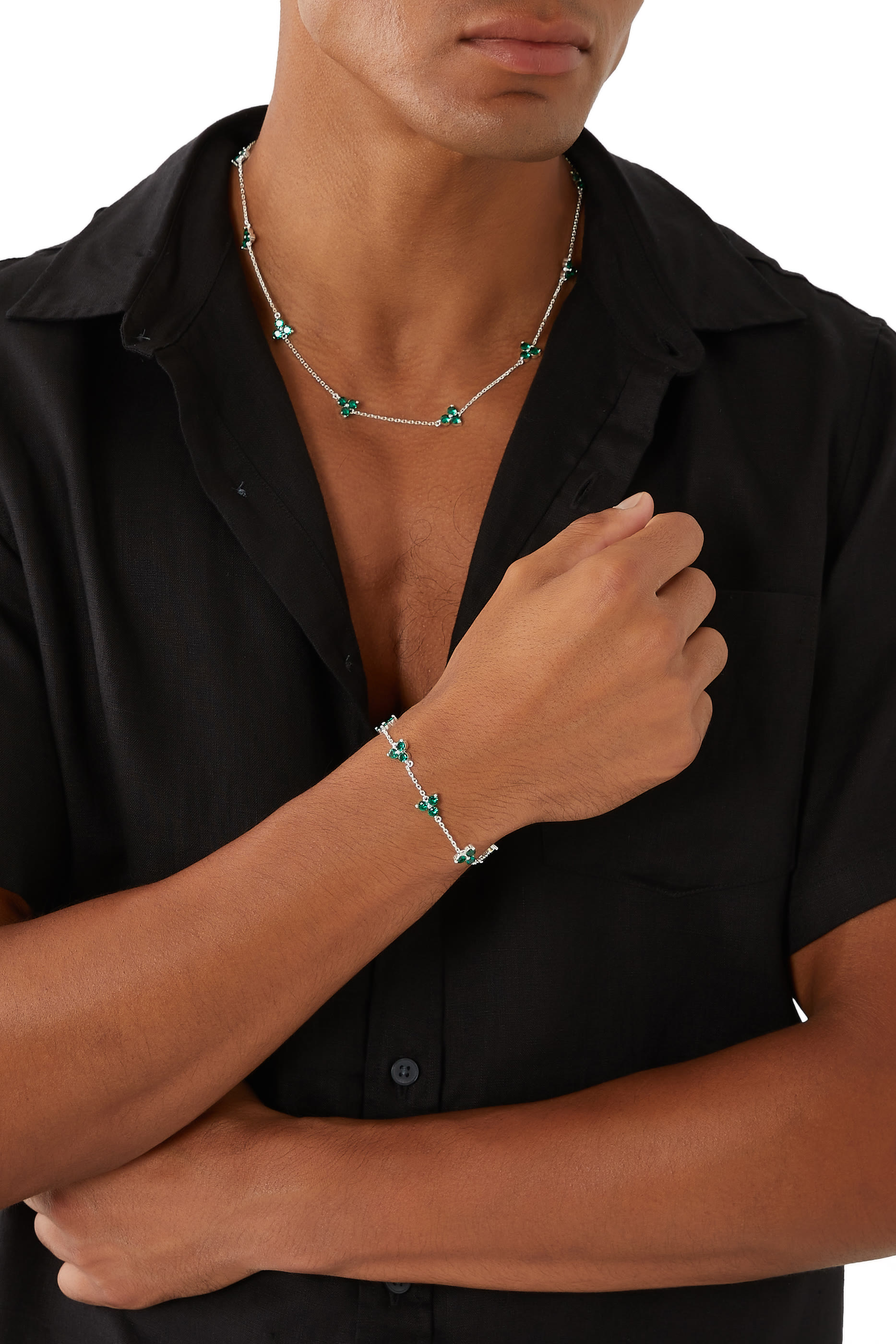  Como Bracelet, Sterling Silver & Emerald Cubic Zirconia