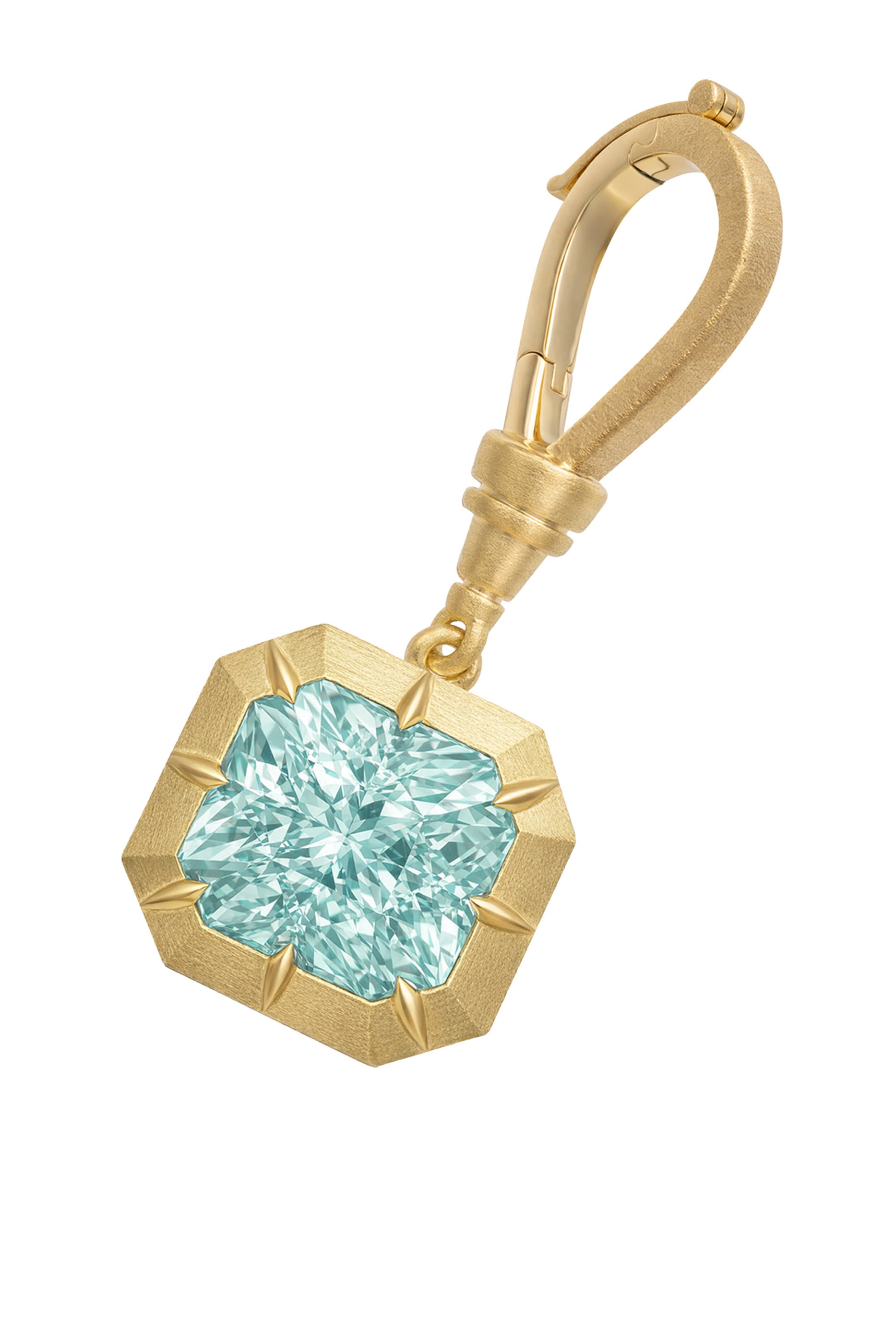 Green Tourmaline and Diamond Charm, 18K Yellow Gold