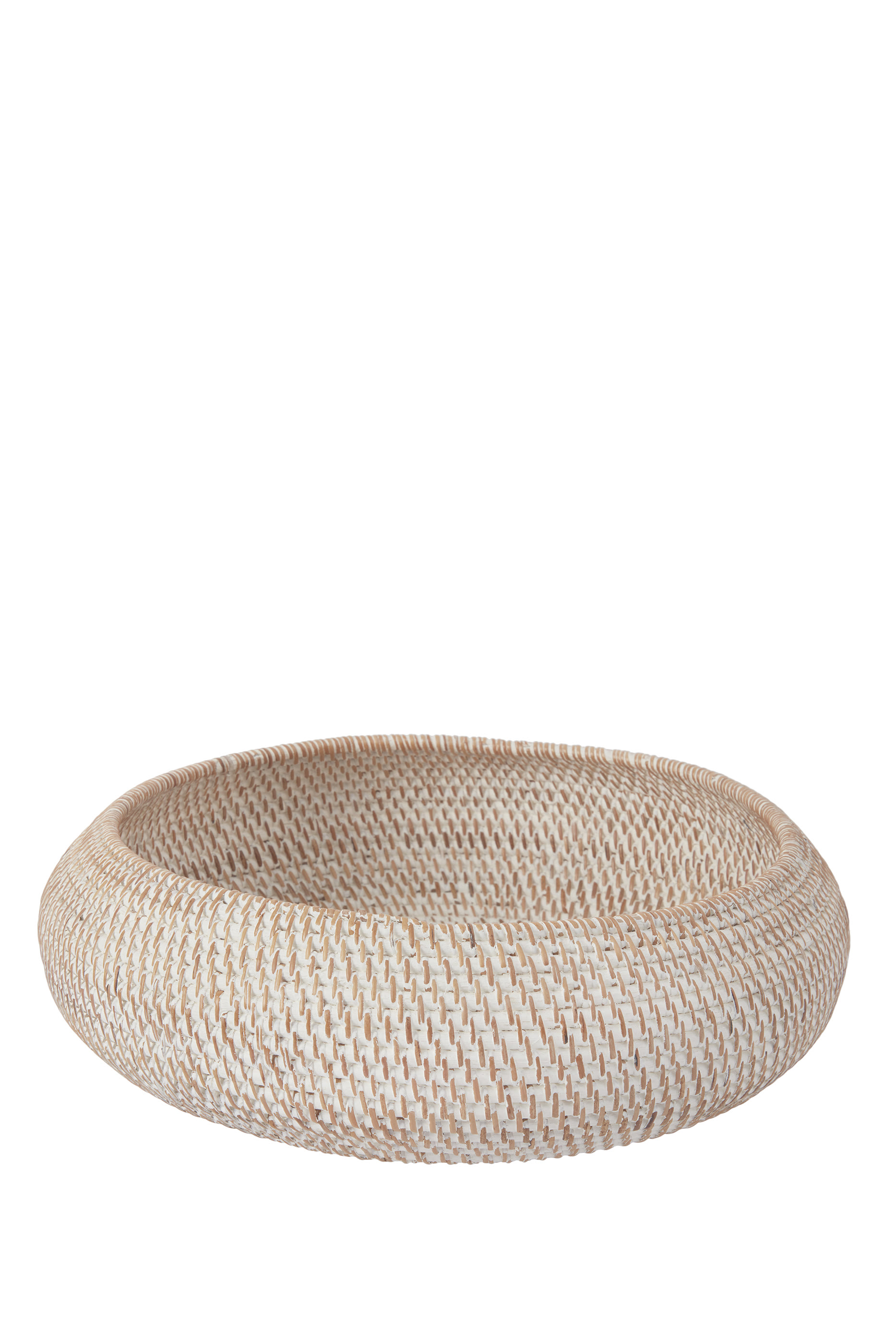 Whitewashed Rattan Serving Bowl