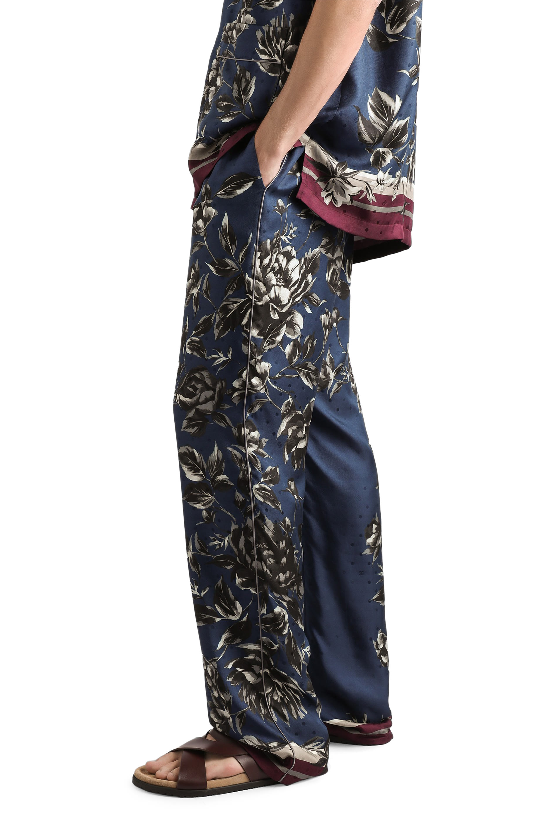 Peony-Print Vanity Twill Trousers