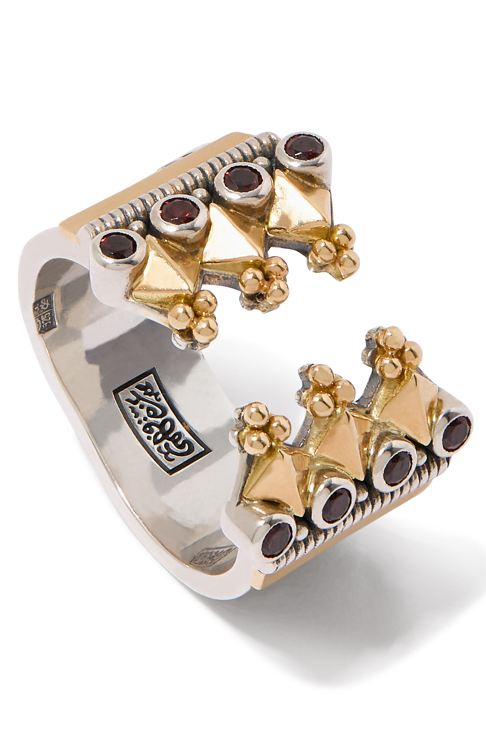 El Nur Garnet Ring, 18k Yellow Gold, Sterling Silver & Garnet