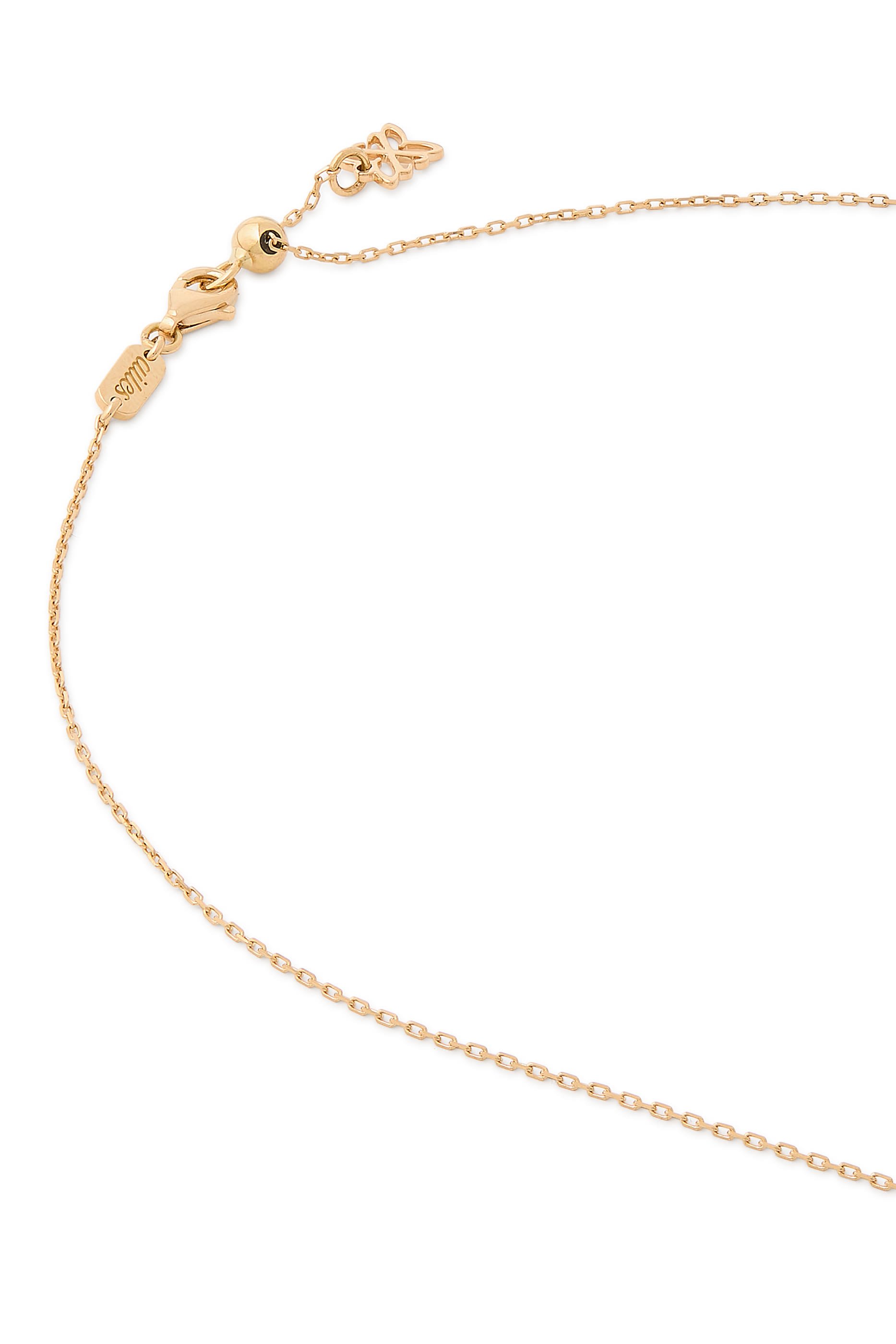 Dumbbell Mini Necklace, 18k Yellow Gold & Diamonds