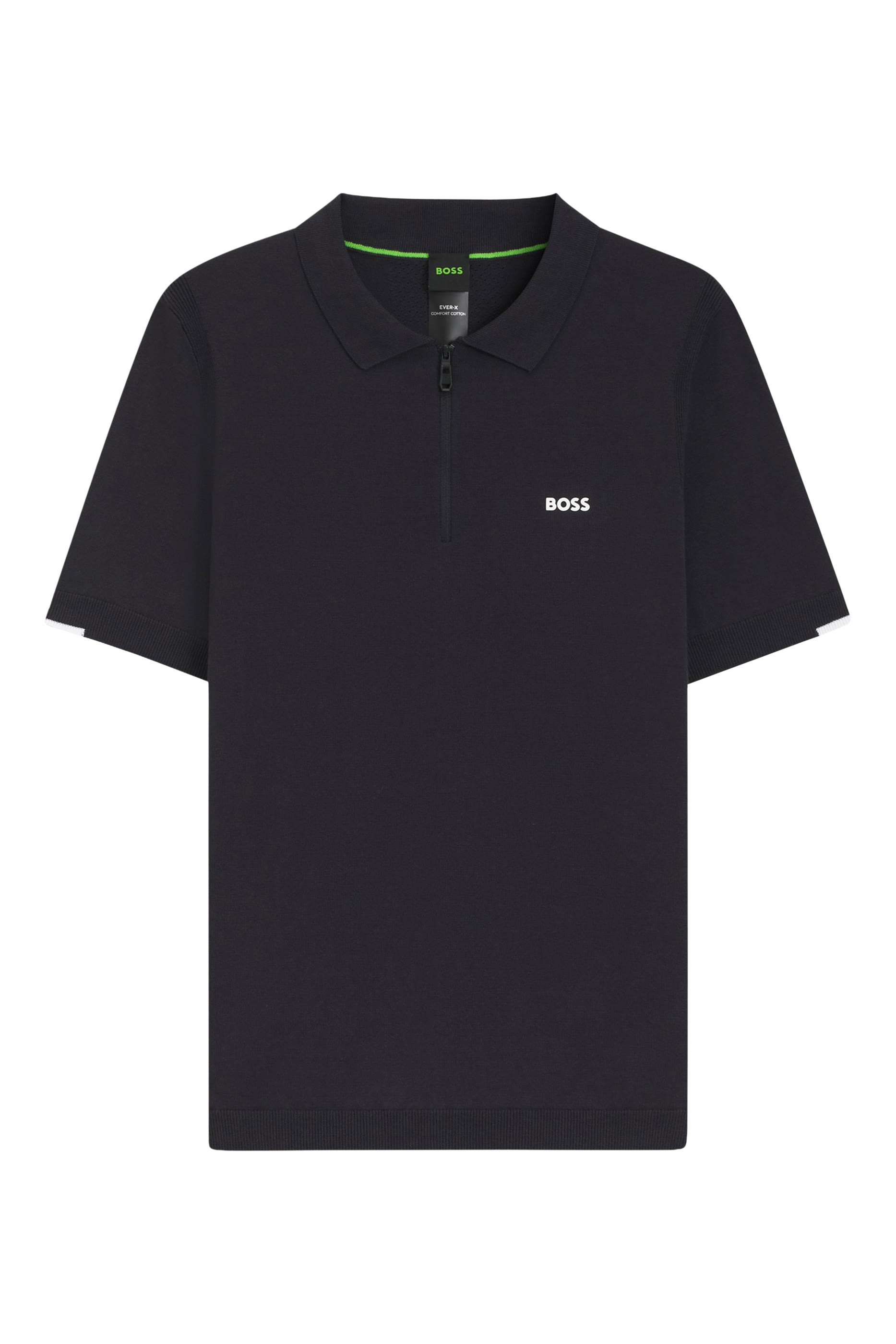 Zip-Neck Knit Polo Sweater