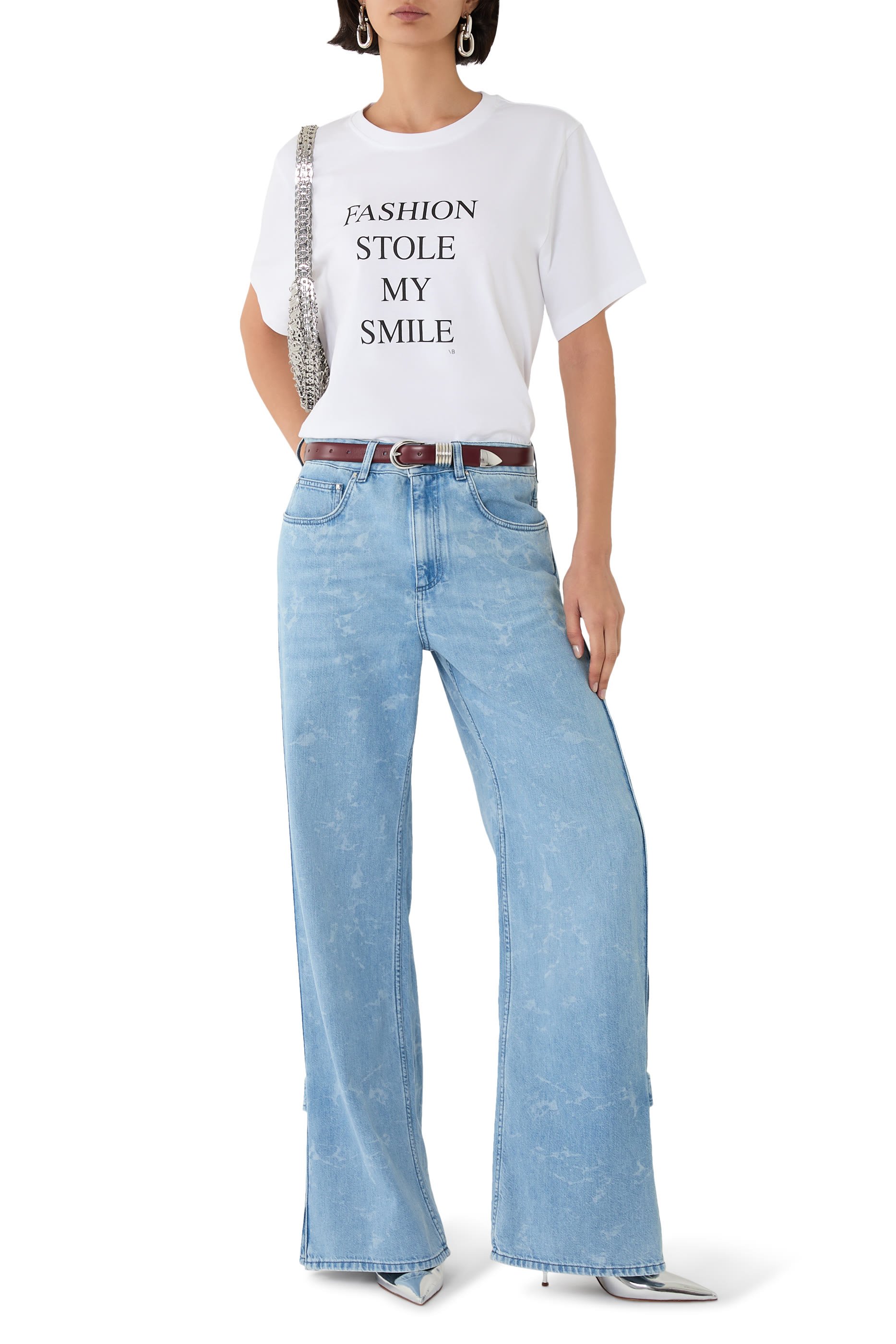  'Fashion Stole My Smile' Slogan T-Shirt