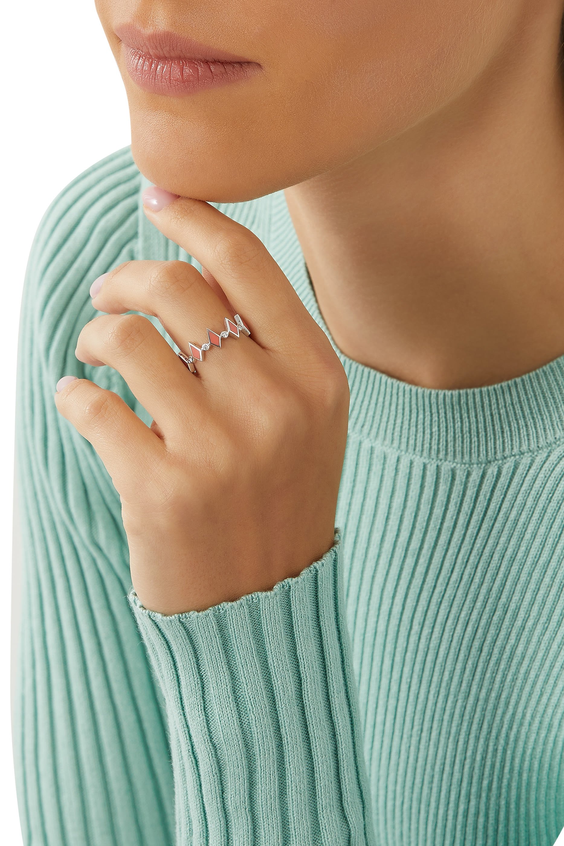 Mosaic 18K White Gold Ring