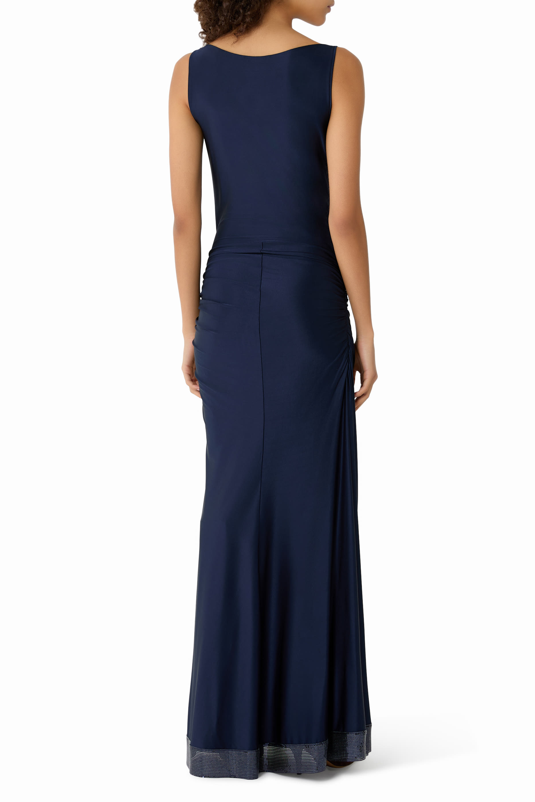 Mesh and Jersey Long Dress