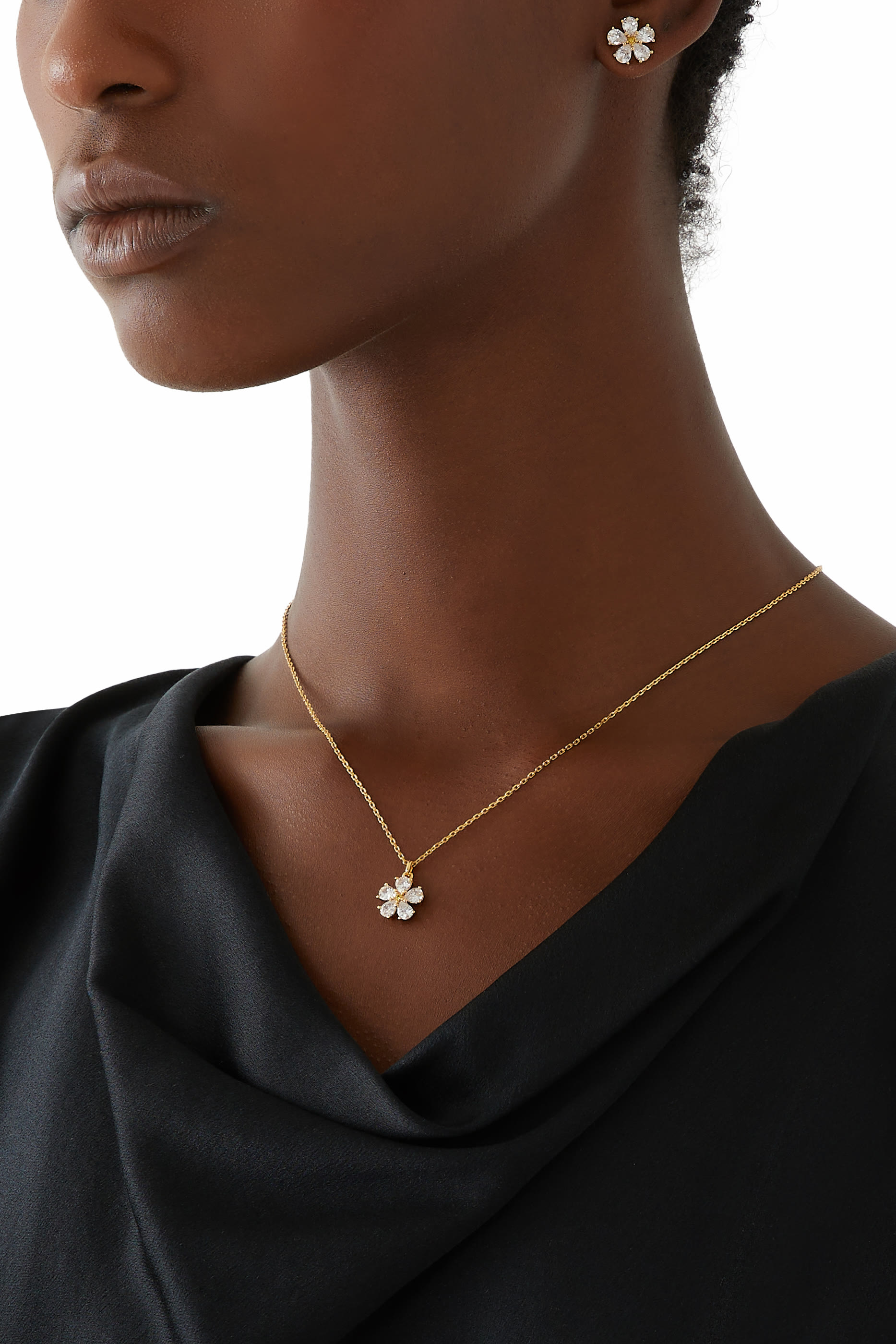 Bursting Blooms Pendant, Brass & Cubic Zirconia, Czech Glass Stone, Resin