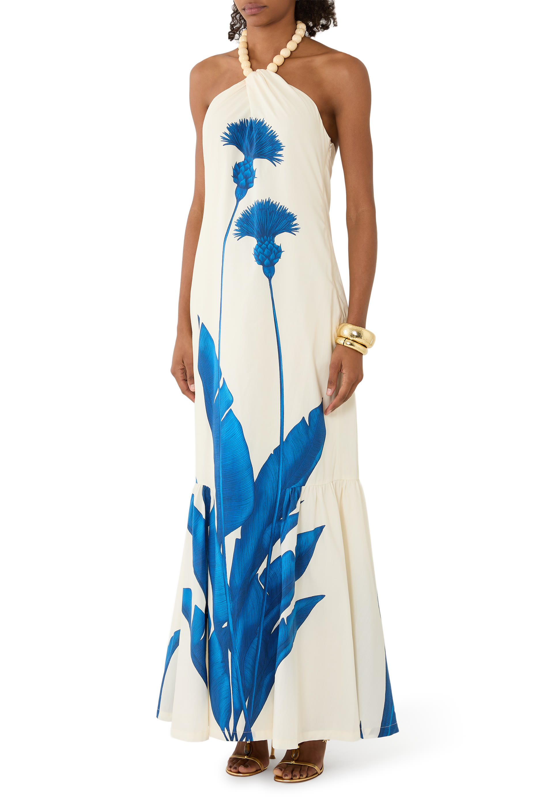 Costera Strapless Tie-Detail Floral-Print Maxi Dress