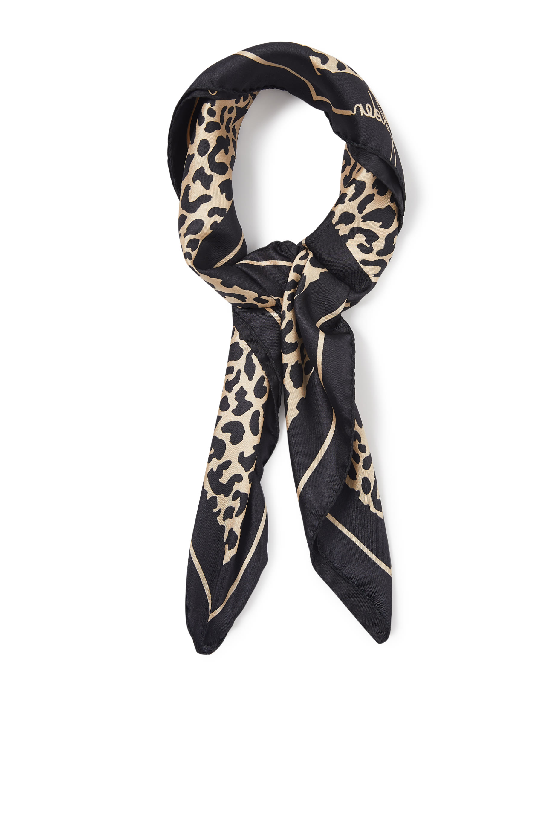 Golden Foulard Leopard Scarf