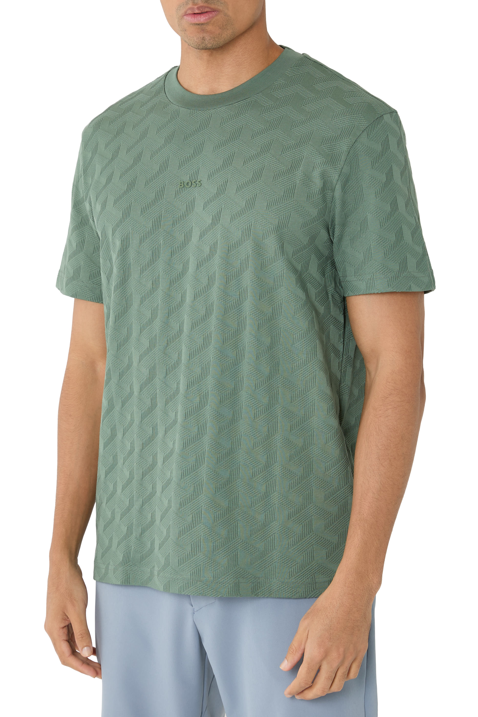 Cotton T-Shirt with Jacquard Pattern