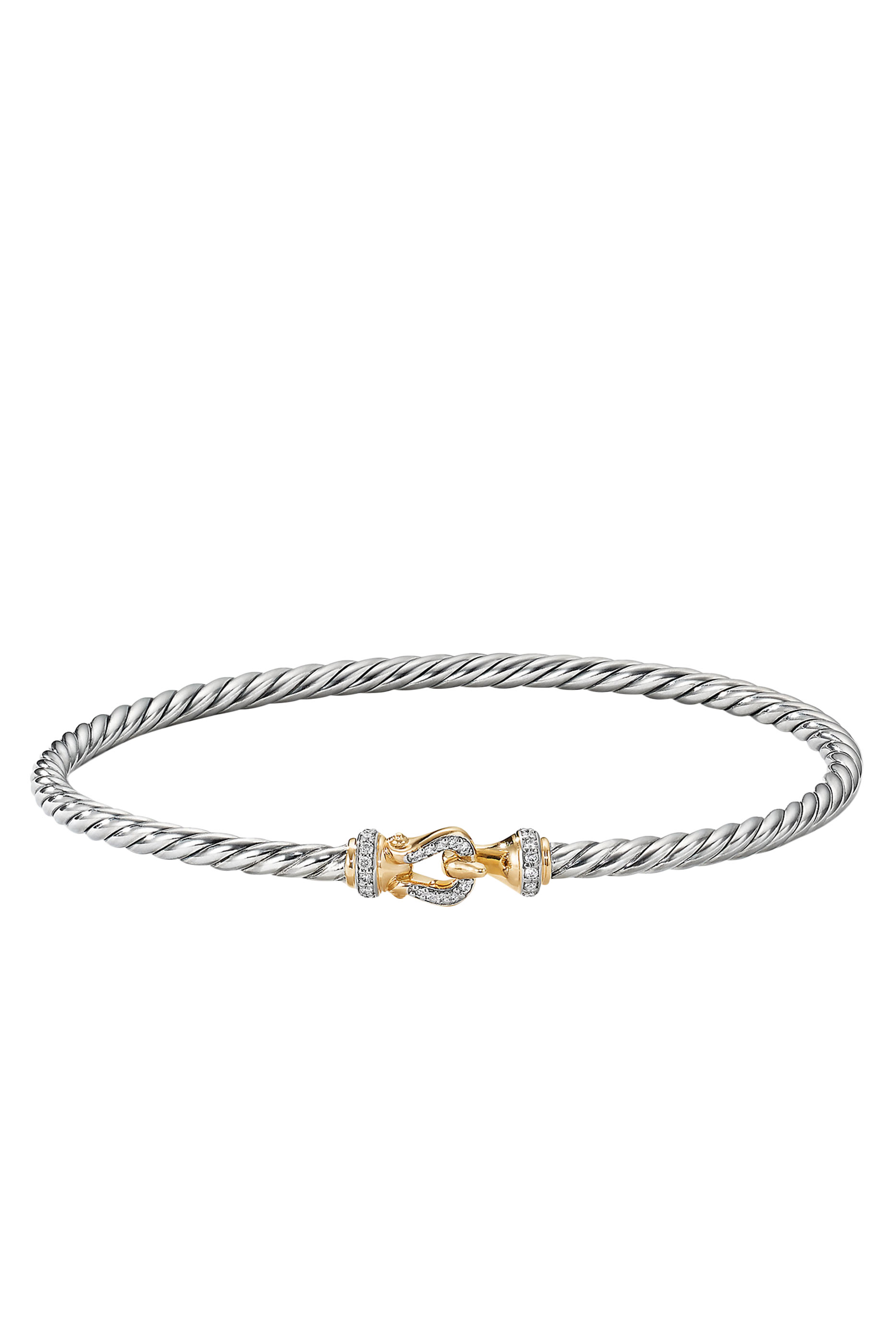 Buckle Bracelet, Sterling Silver, 18K Gold & Diamond