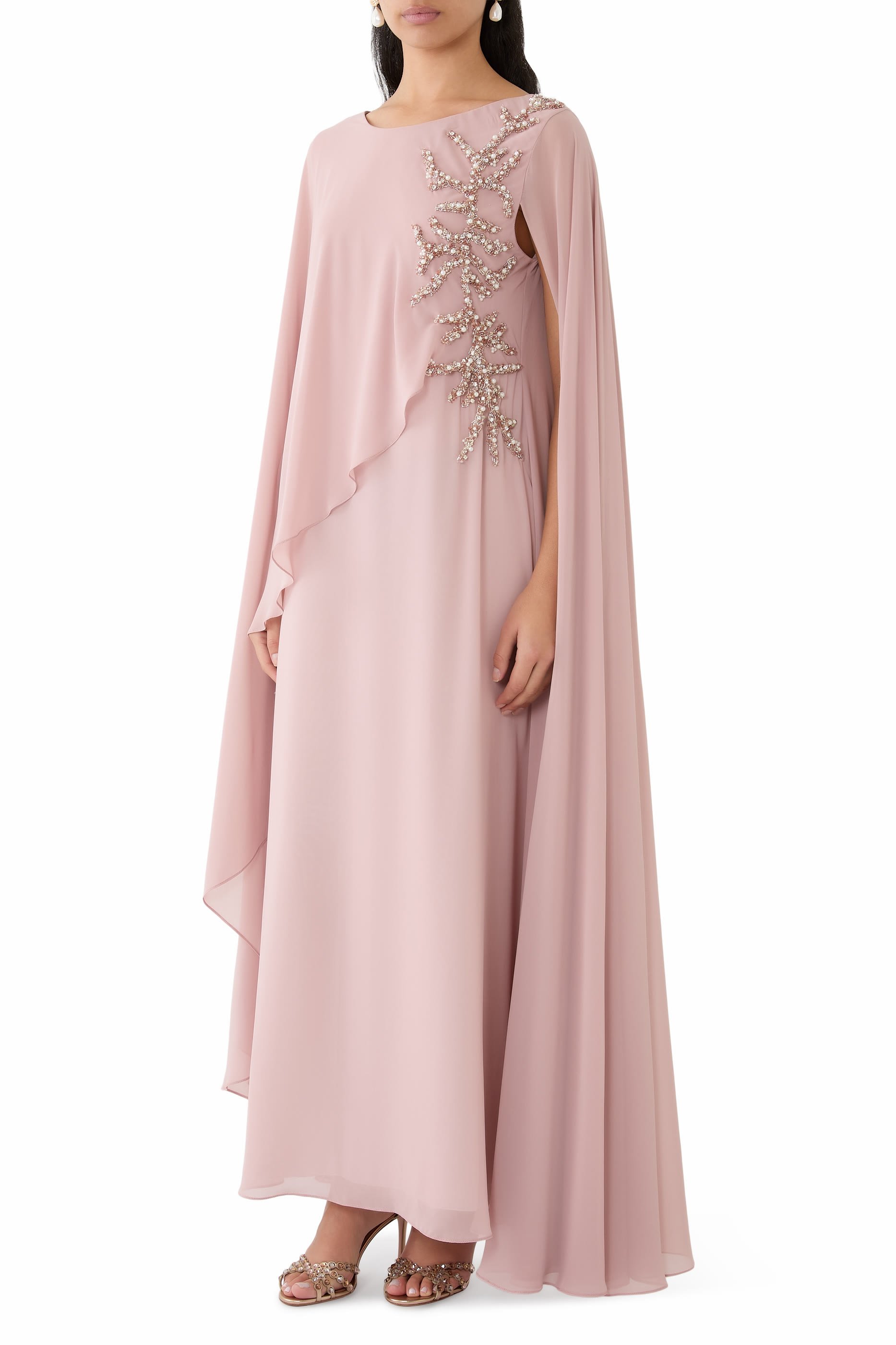 Cap Sleeves Drape Dress