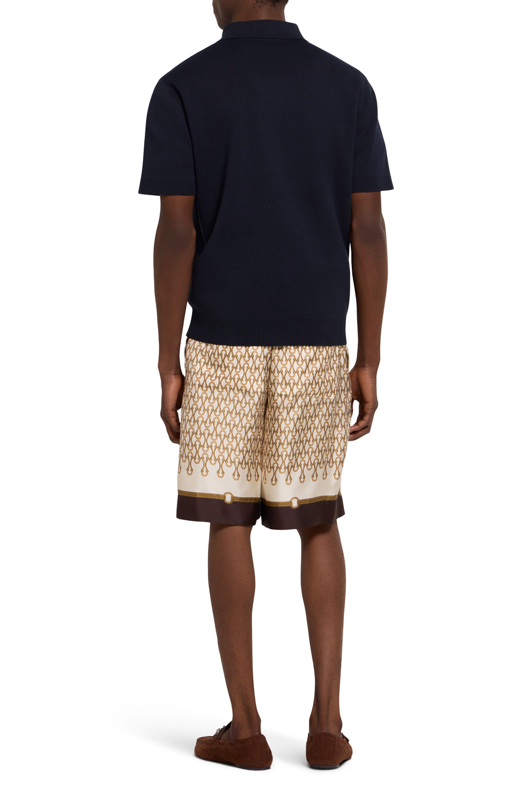 GG Embroidery Silk Cotton Polo Shirt