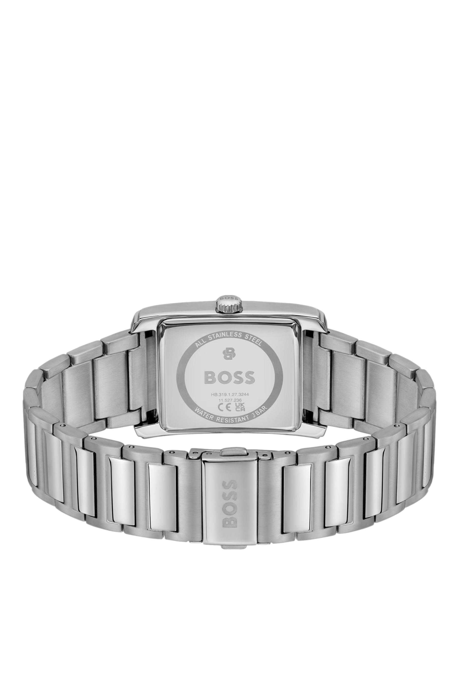 Link-Bracelet Watch with Blue Textured Skeleton Dial 