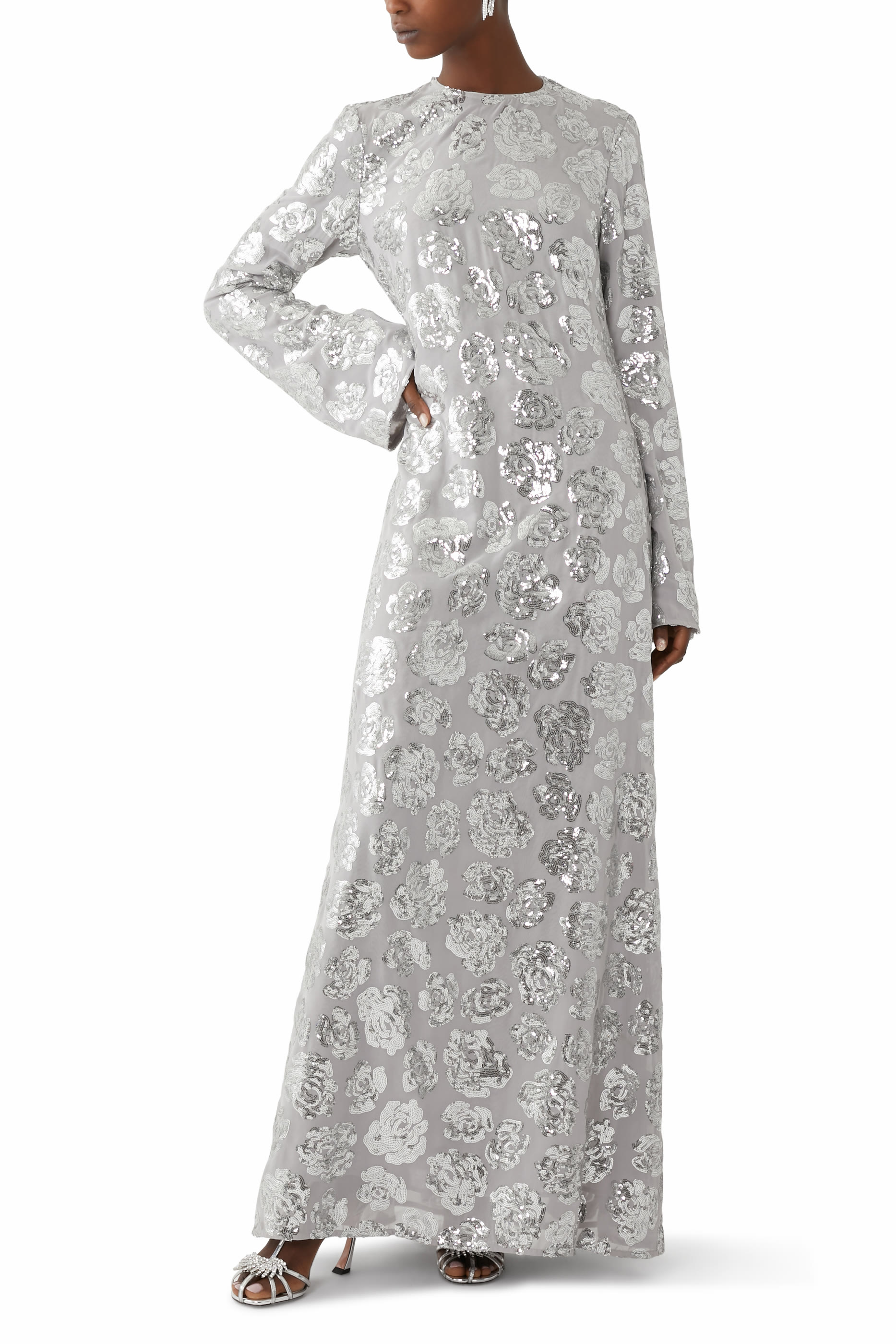 Sequin Chiffon Maxi Dress