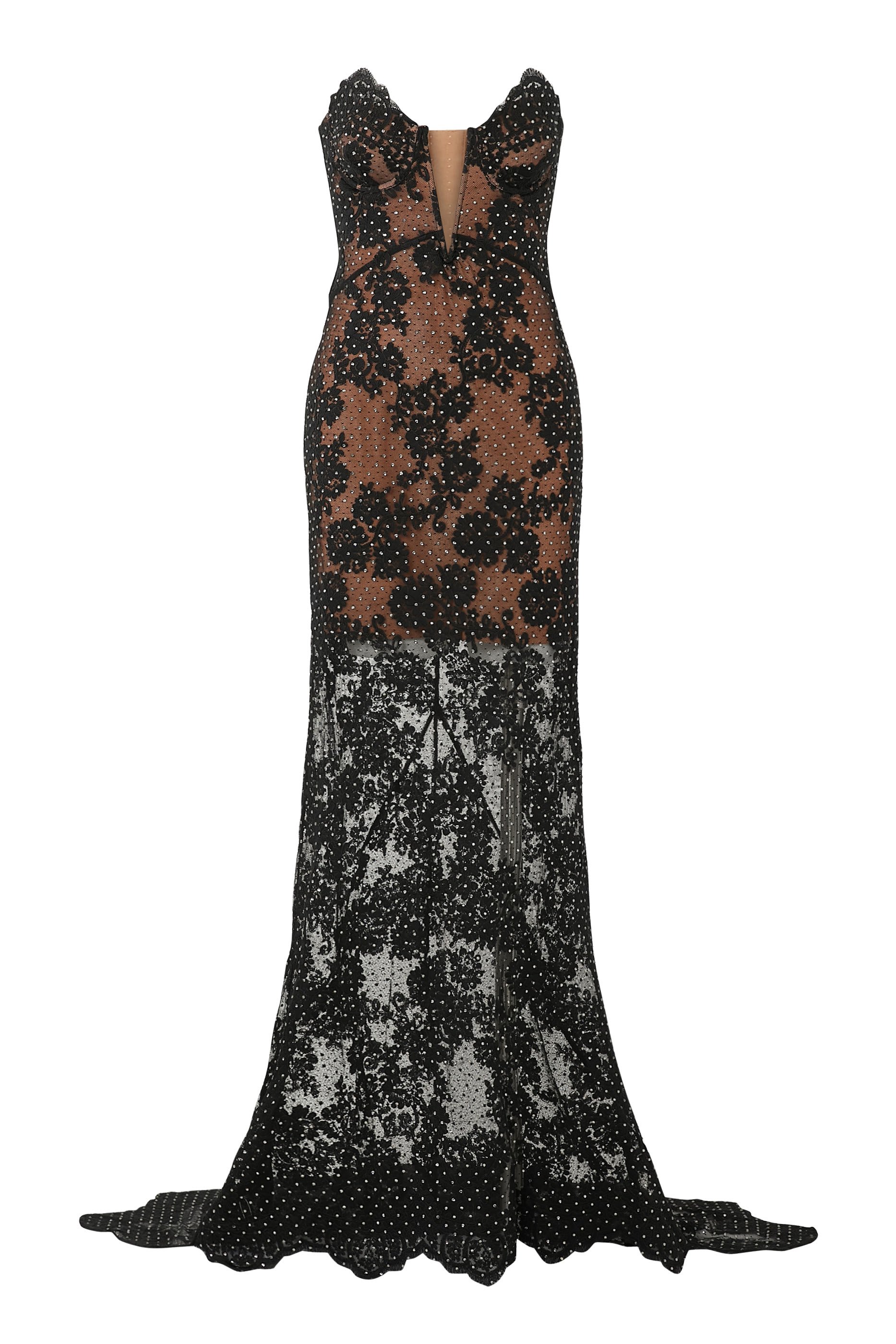 Rhinestone Lace Maxi Dress