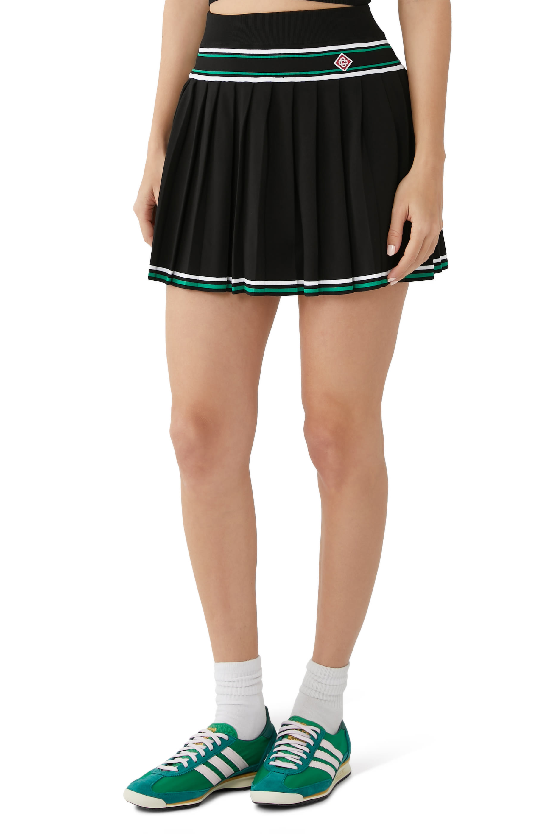 Knit Pleated Stripe Skirt