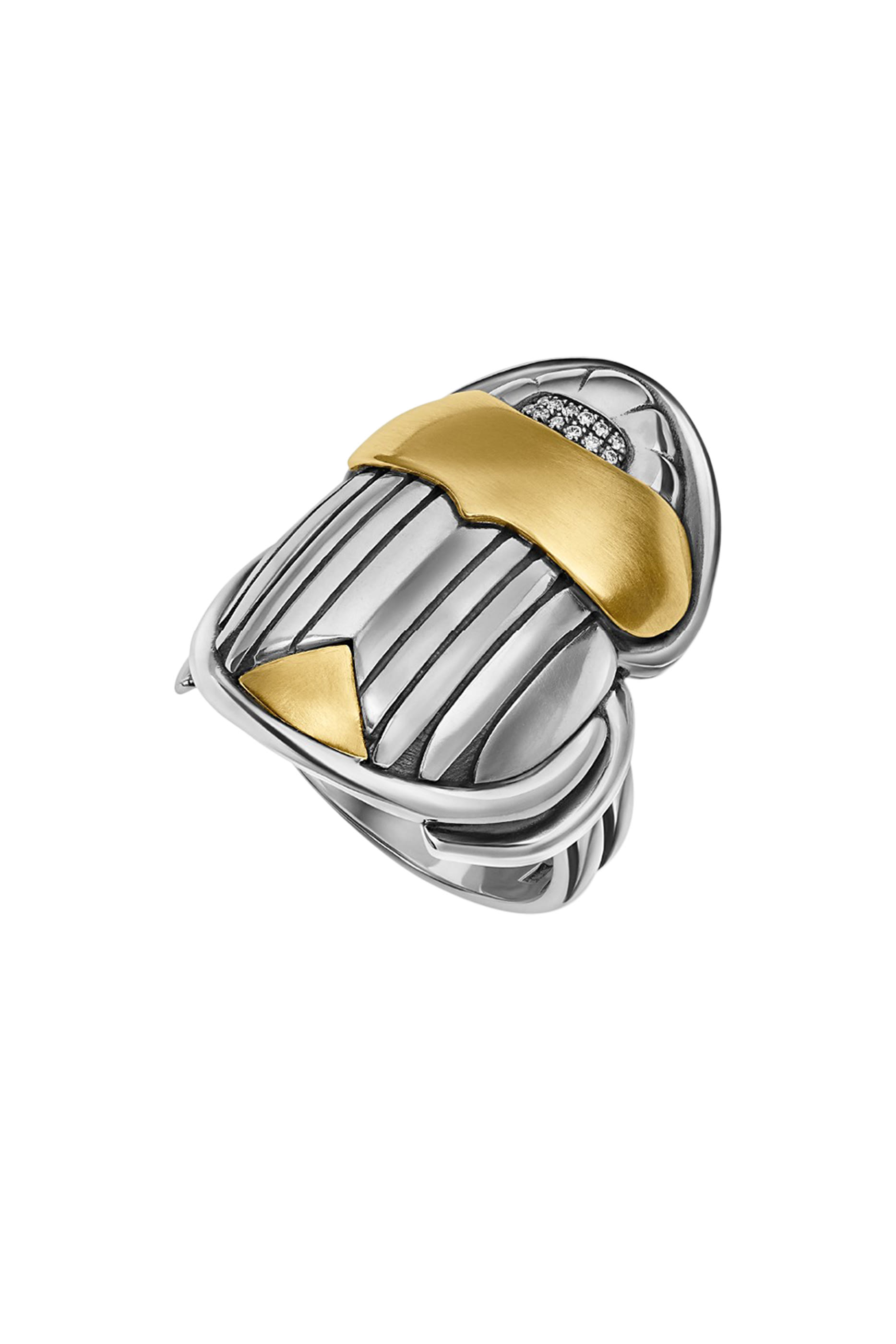 Karnak Ring, 18K Yellow Gold with Sterling Silver & Diamonds