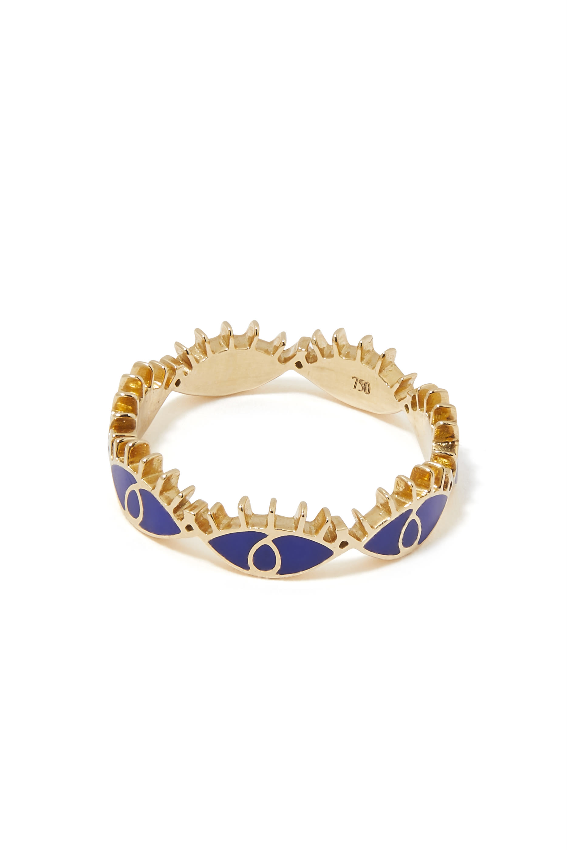 Multi Evil Eyes Ring, 18k Yellow Gold
