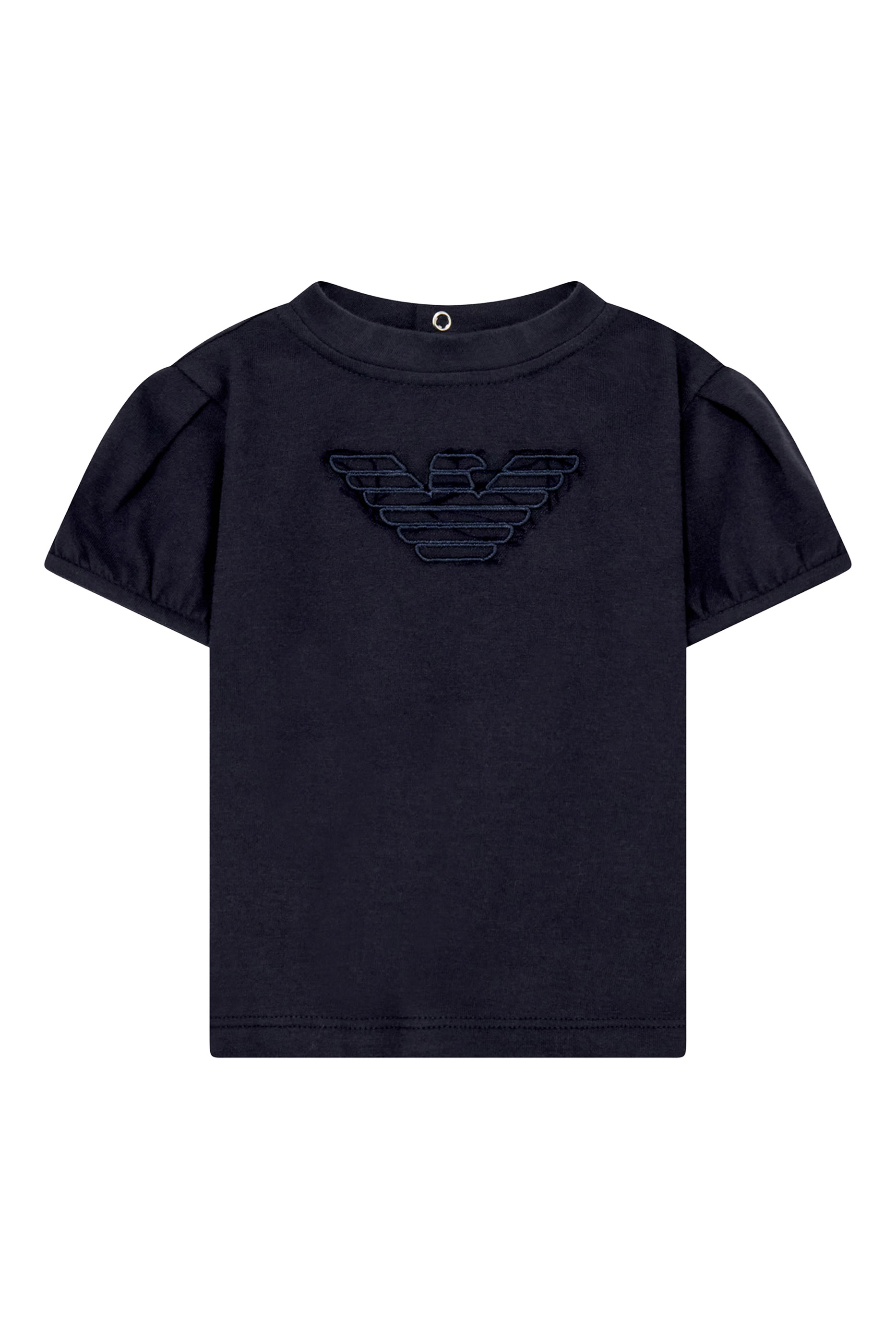 Kids Embroidered Logo and Back Button T-Shirt