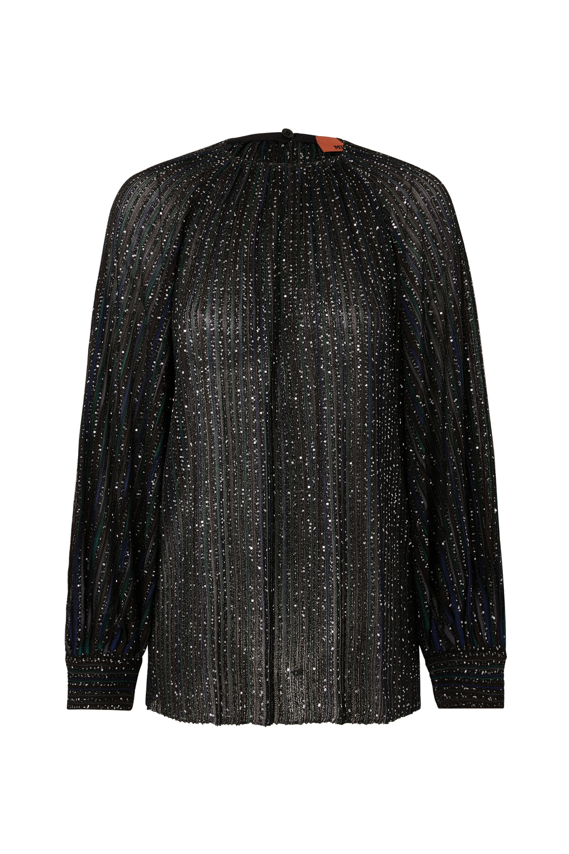 Flared Crew Neck Sweater with Lamé Stripes