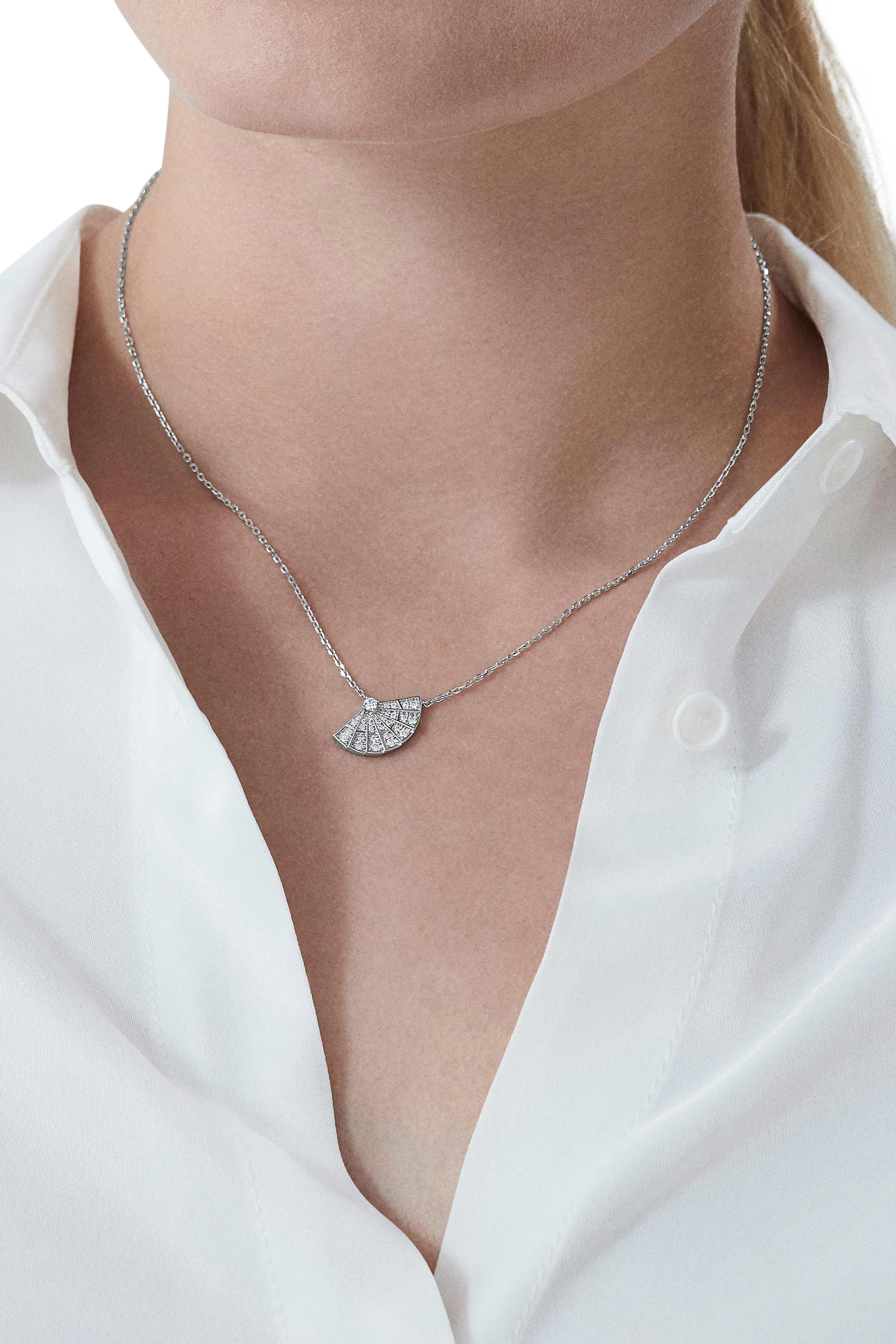 Fanfare Symphony Pendant, 18k White Gold & Diamonds