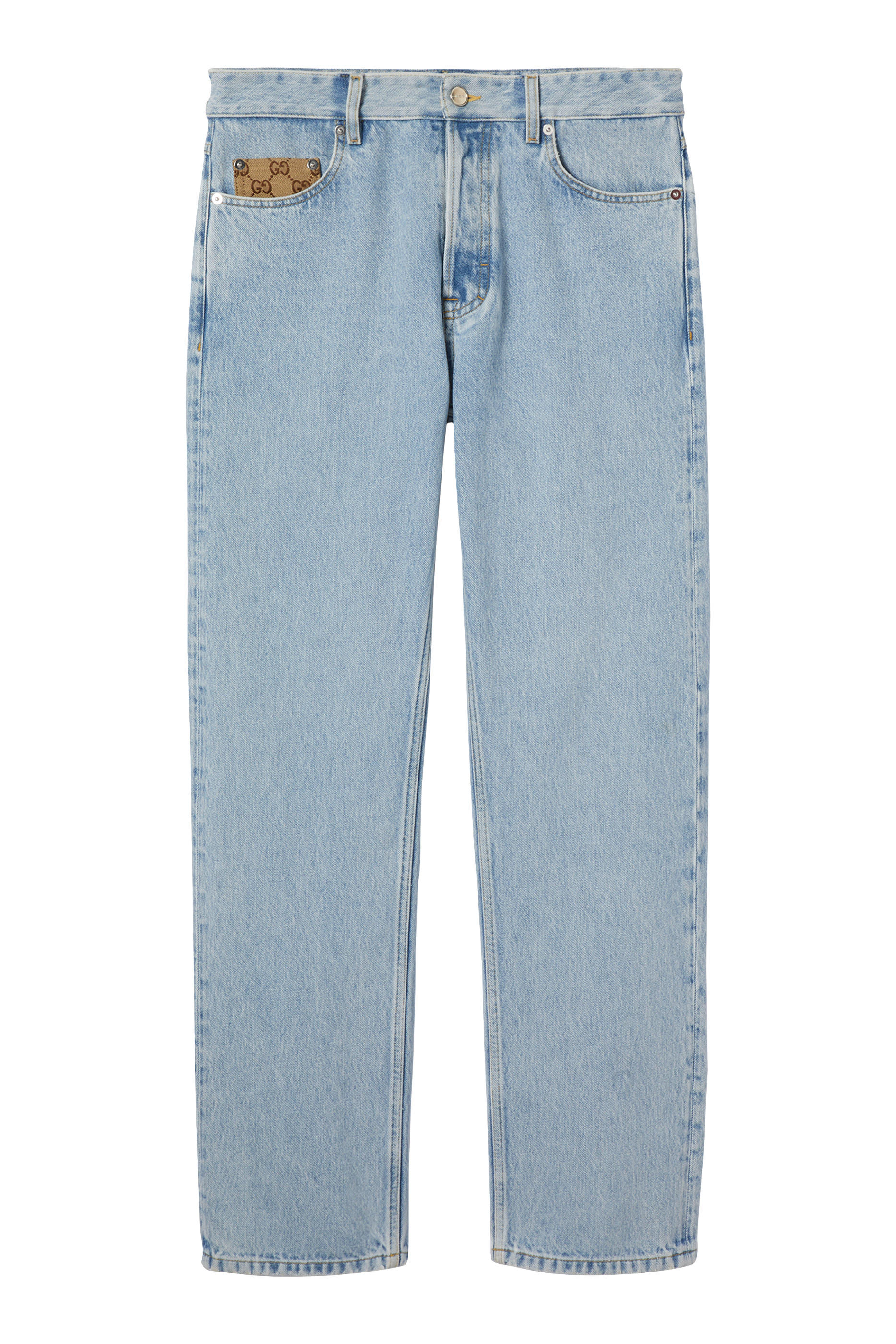 Washed Denim Pants with GG Insert