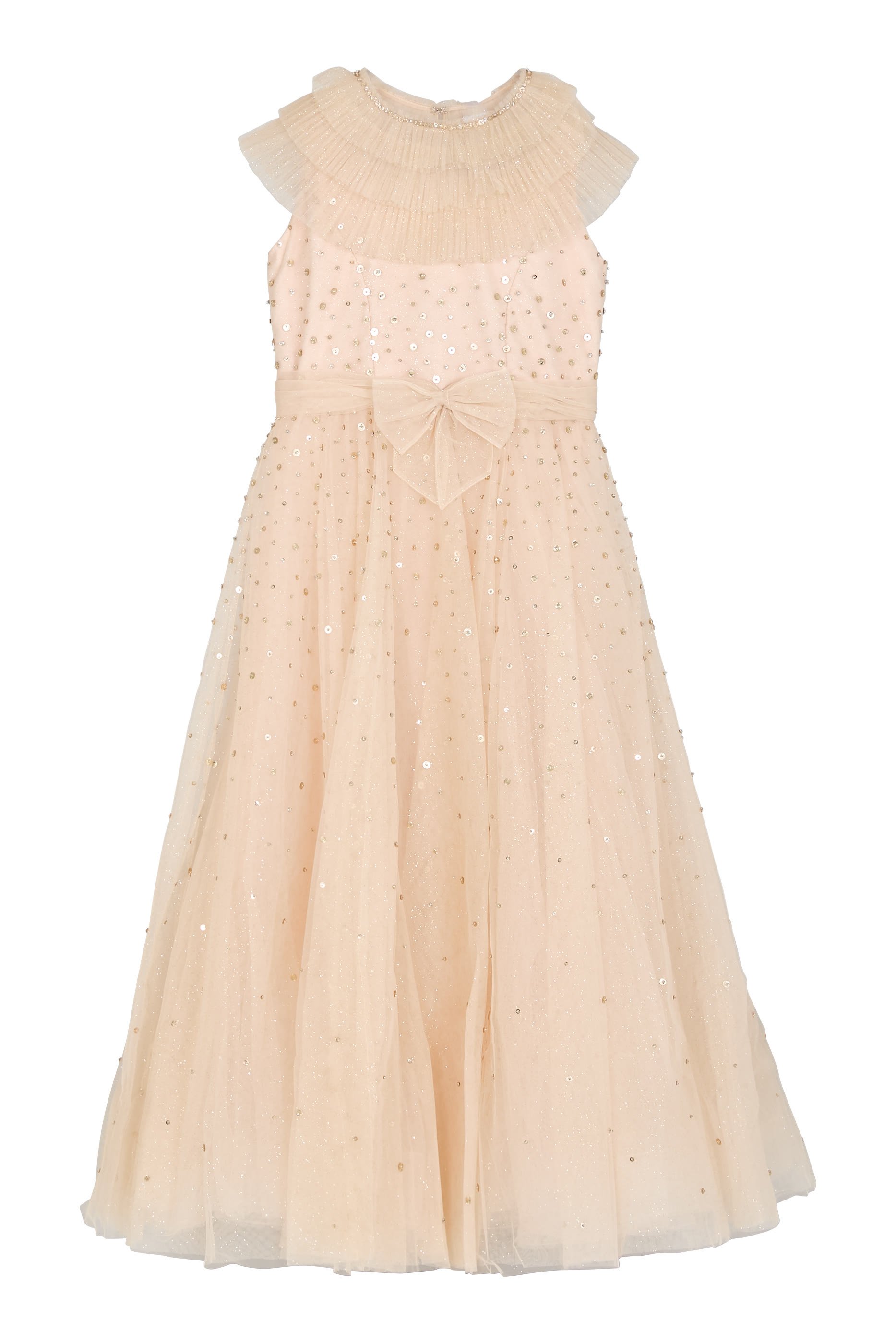 Kids Sequins Embellished Tulle Dress 