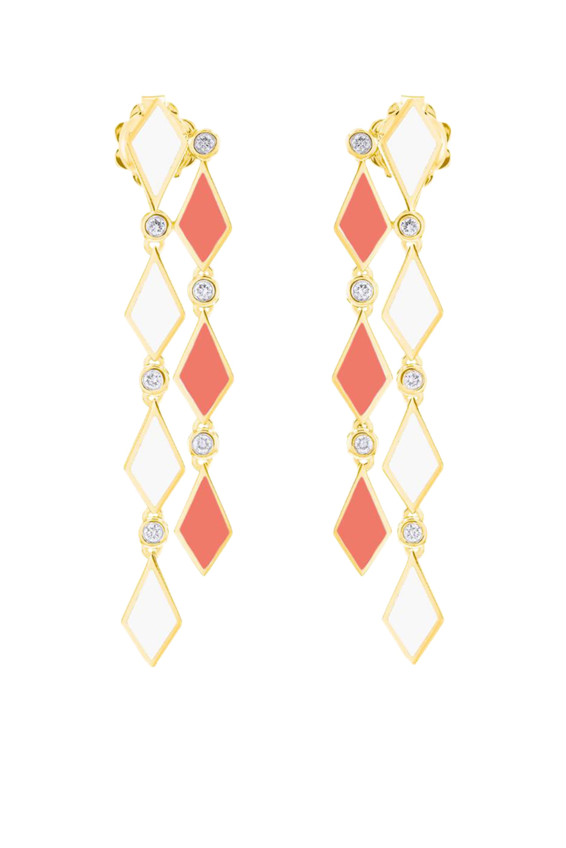 Ombre Earrings, 18k White Gold, Enamel & Diamonds