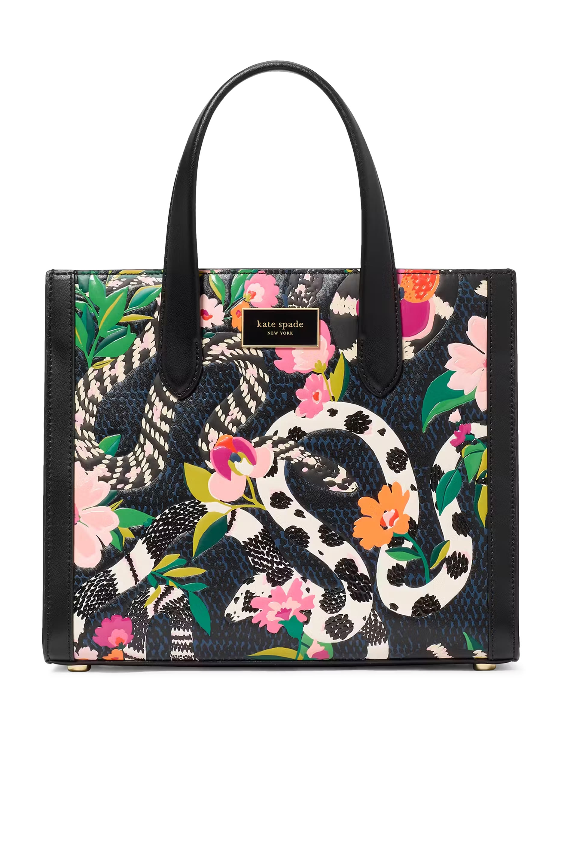 Manhattan Snake Print Embossed Leather Small Tote Bag