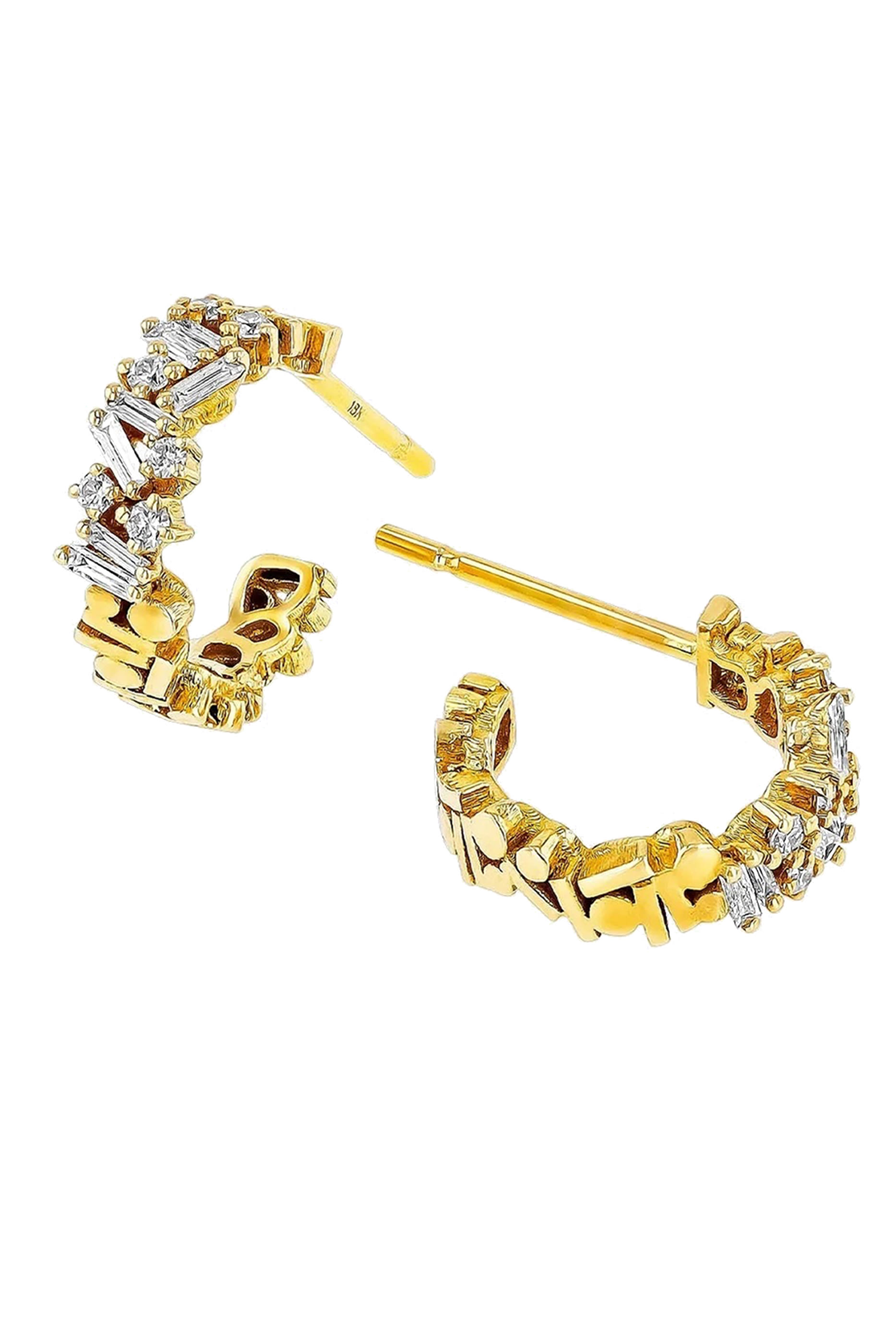 Fireworks Diamond Hoop Earrings, 18k Yellow Gold & Diamonds