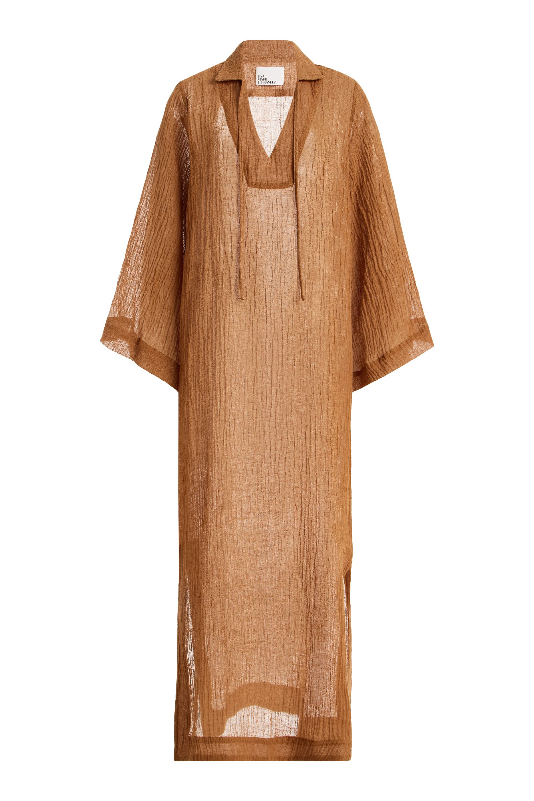 Crinkled Linen-Blend Gauze Kaftan