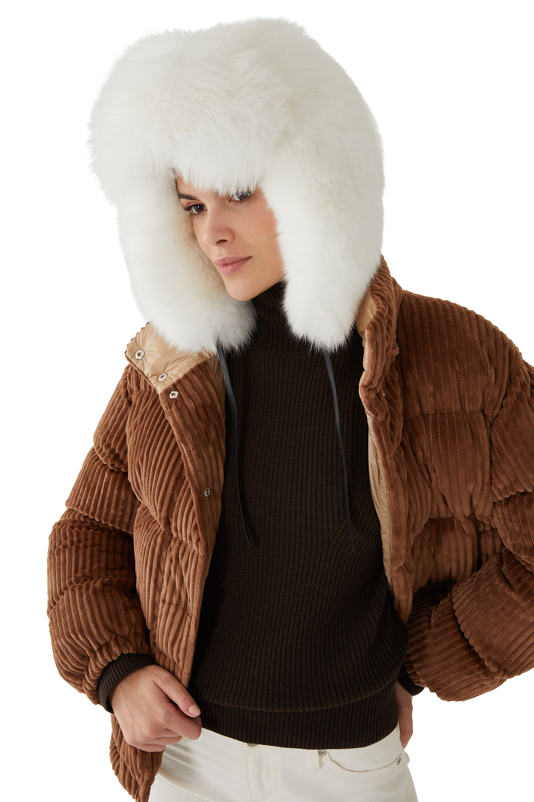 Flannel Ushanka with Fox Fur
